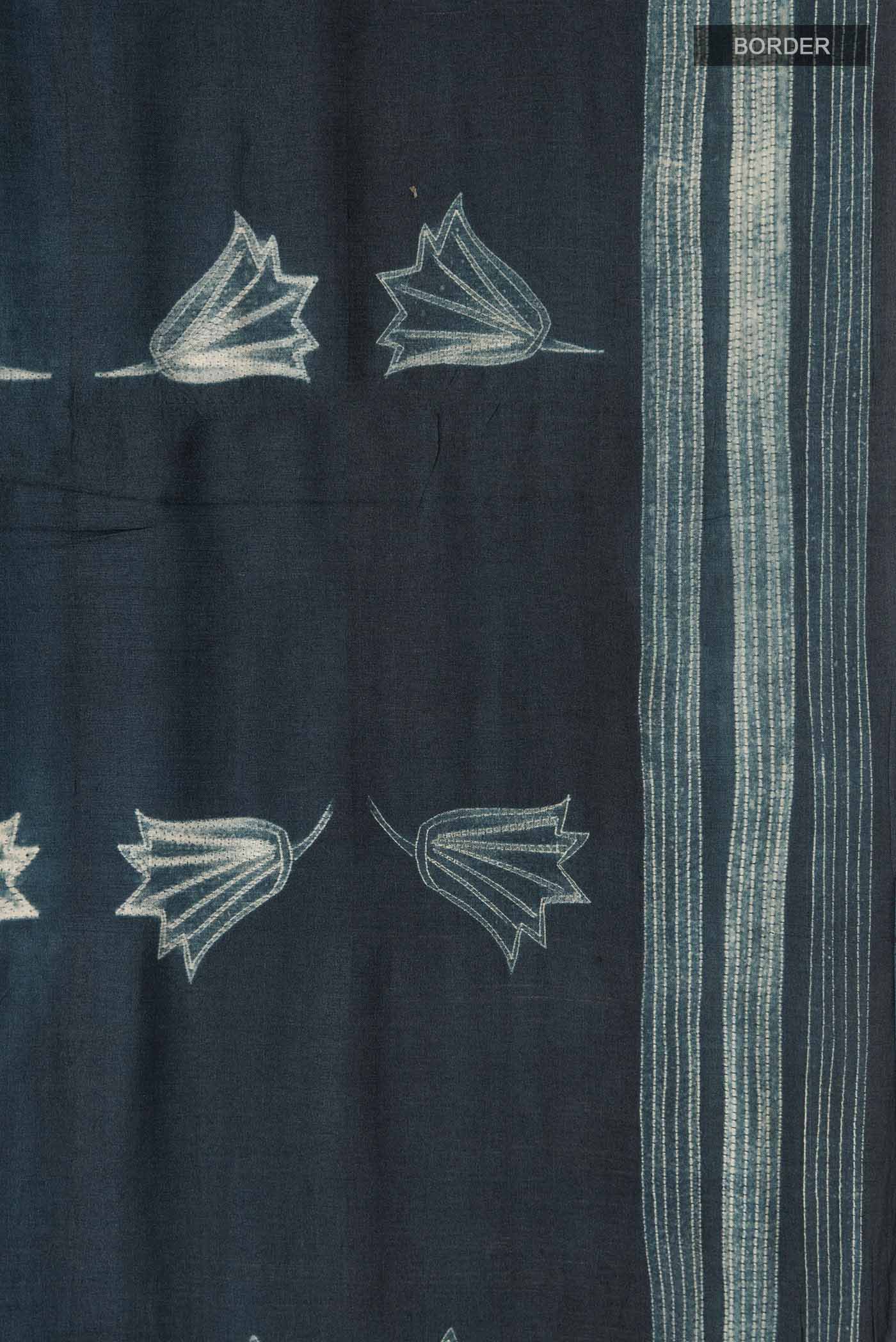 Grey Bhagalpuri Tussar Silk Saree - Image 3