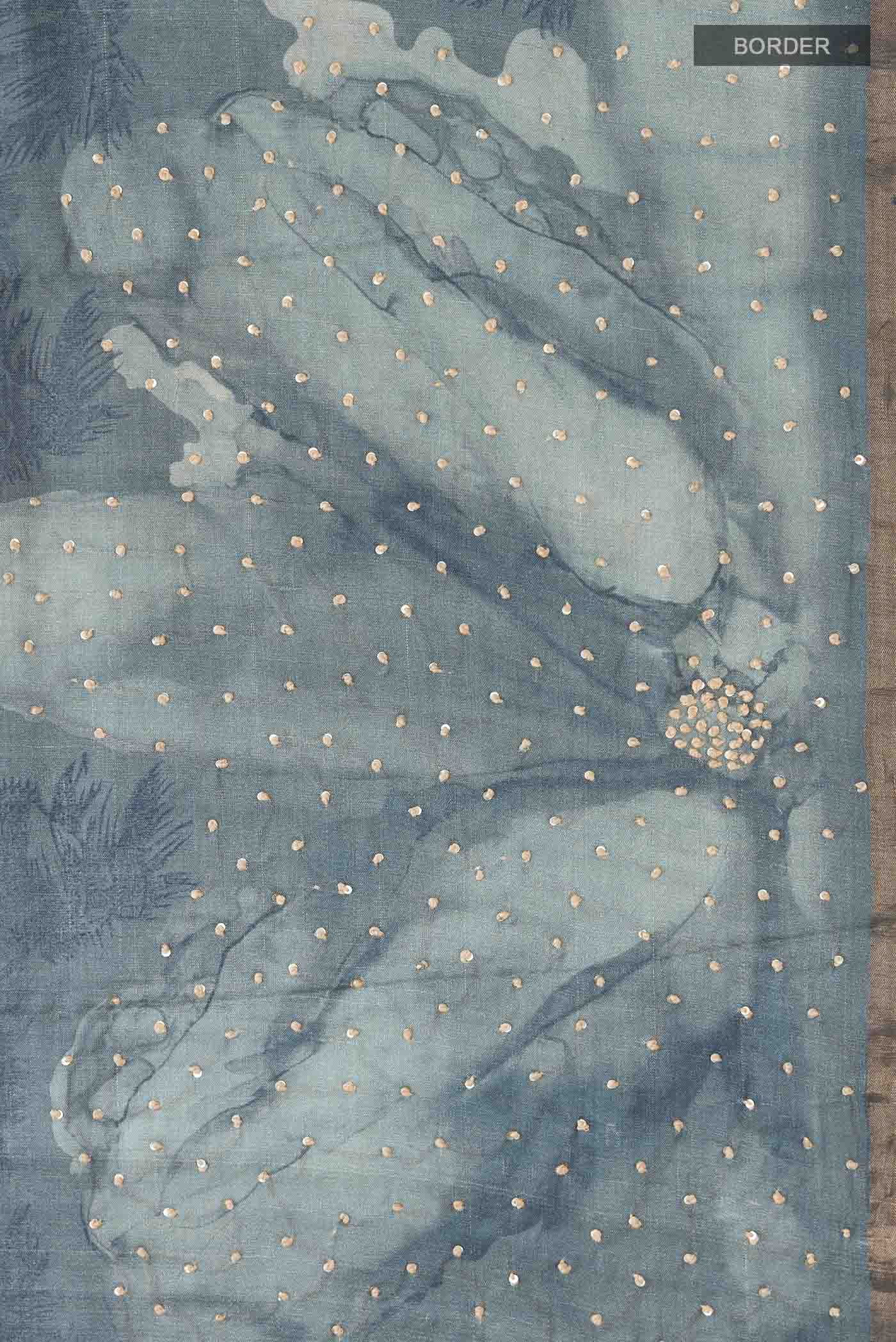 Grey Bhagalpuri Tussar Silk Saree - Image 3