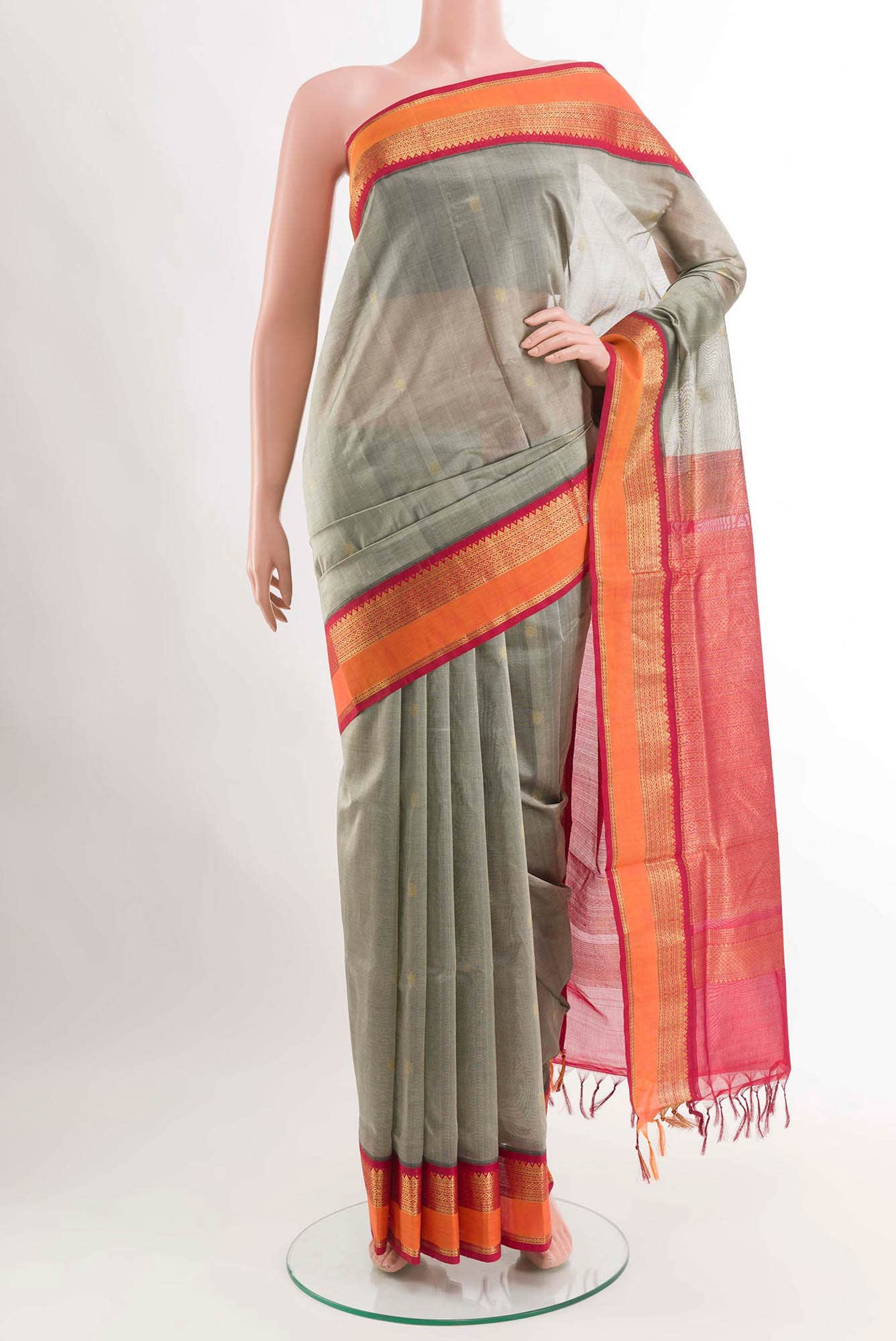Grey Silk Cotton Saree