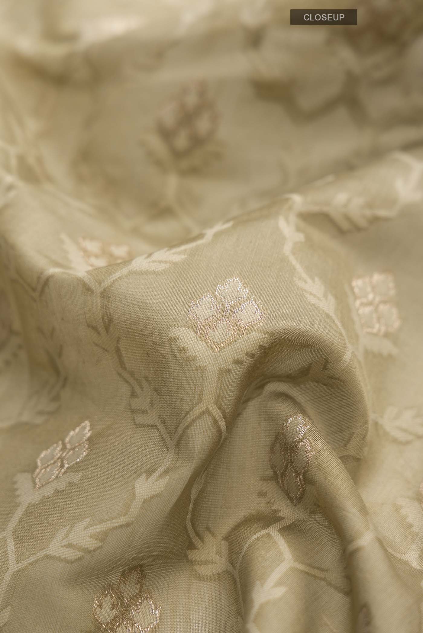 Grey Chanderi Silk Cotton Saree - Image 2