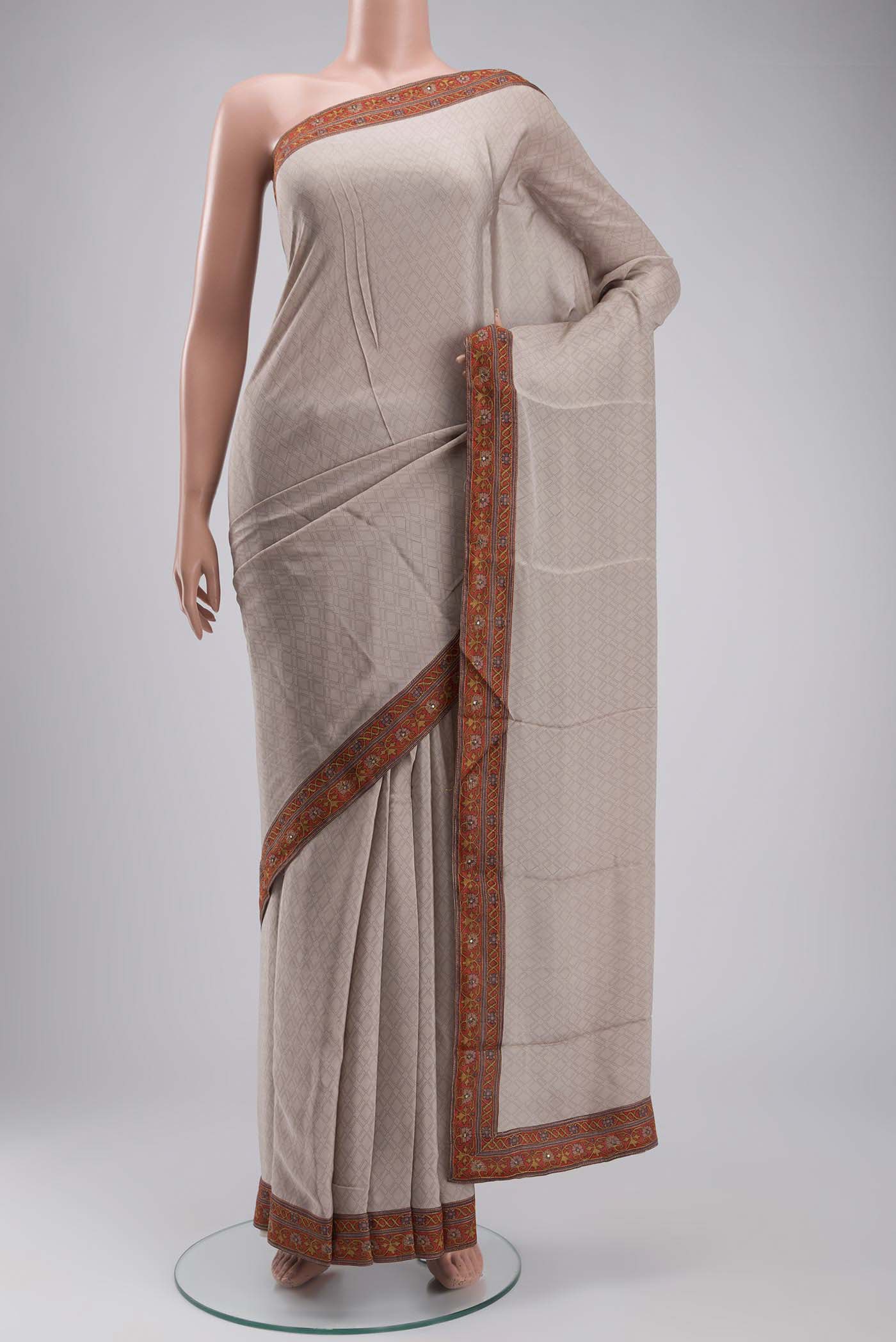 Grey Crepe Saree