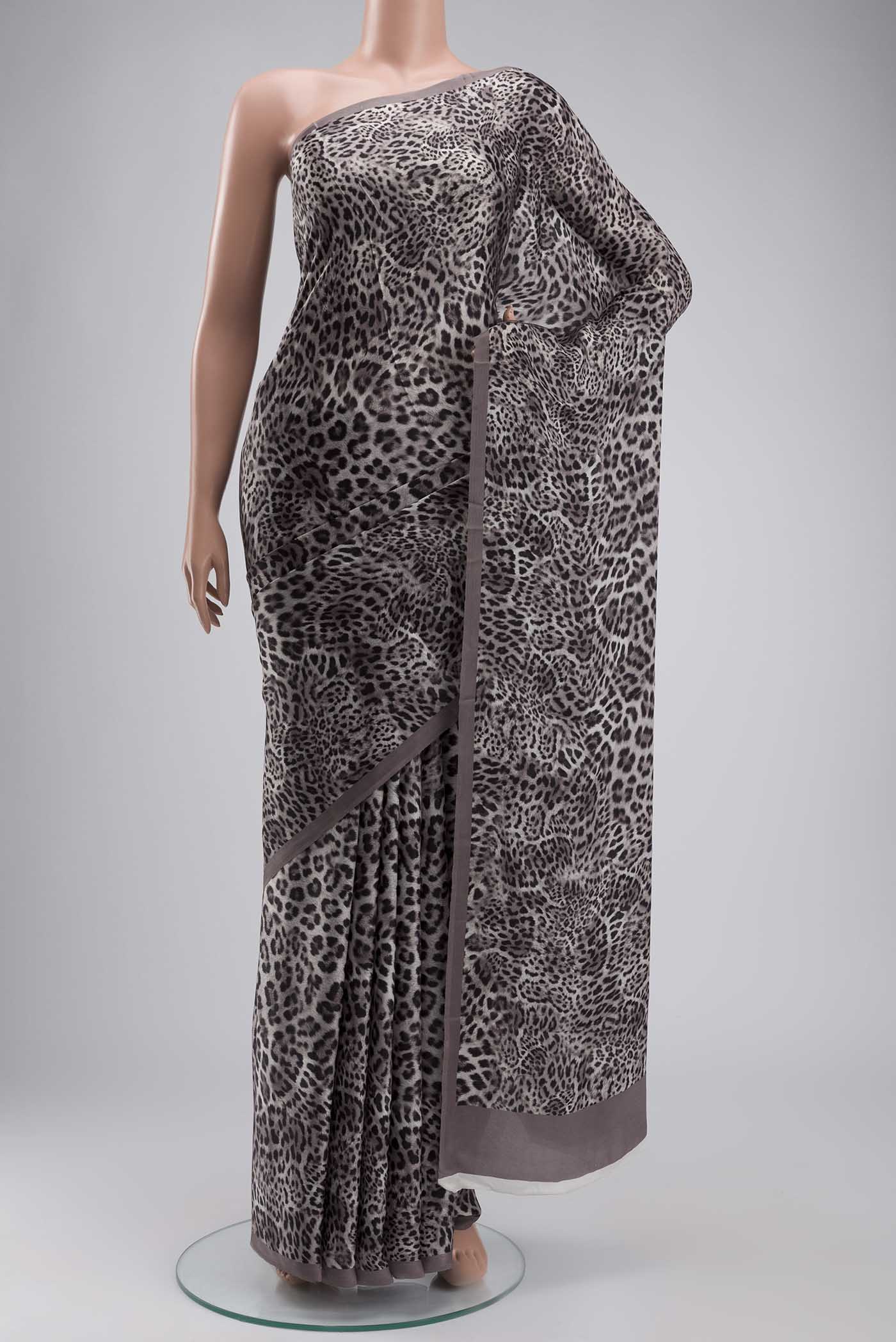 Grey Crepe Saree