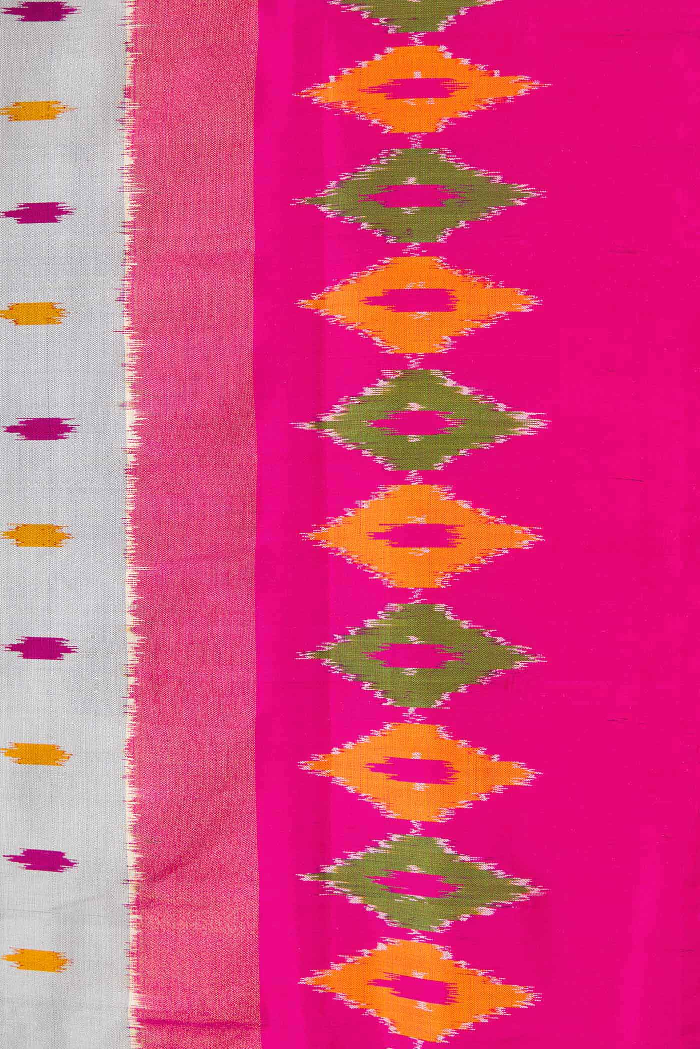 Grey Dual Tone Double Ikat Saree - Image 3