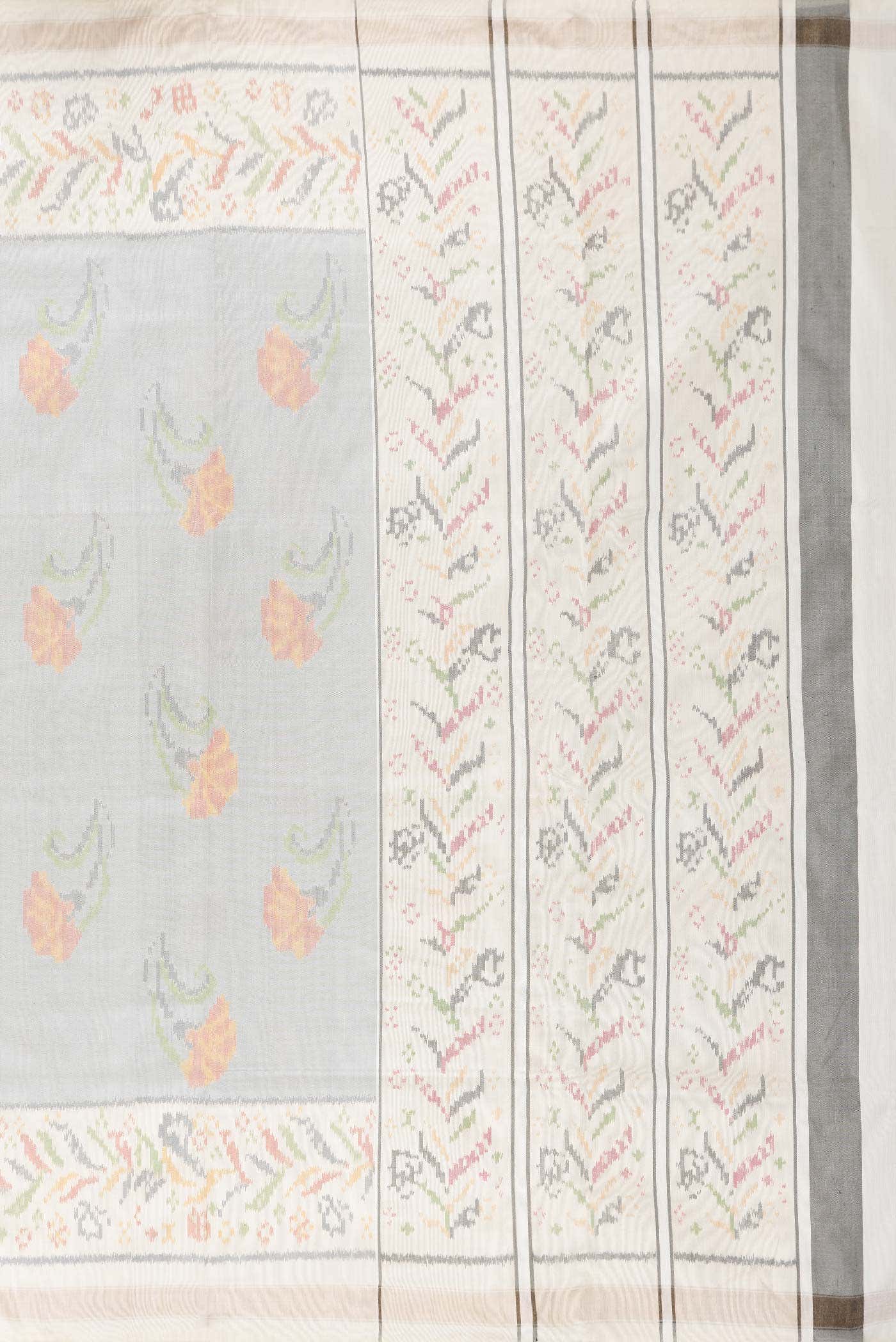 Grey Dual Tone Double Ikat Saree - Image 5