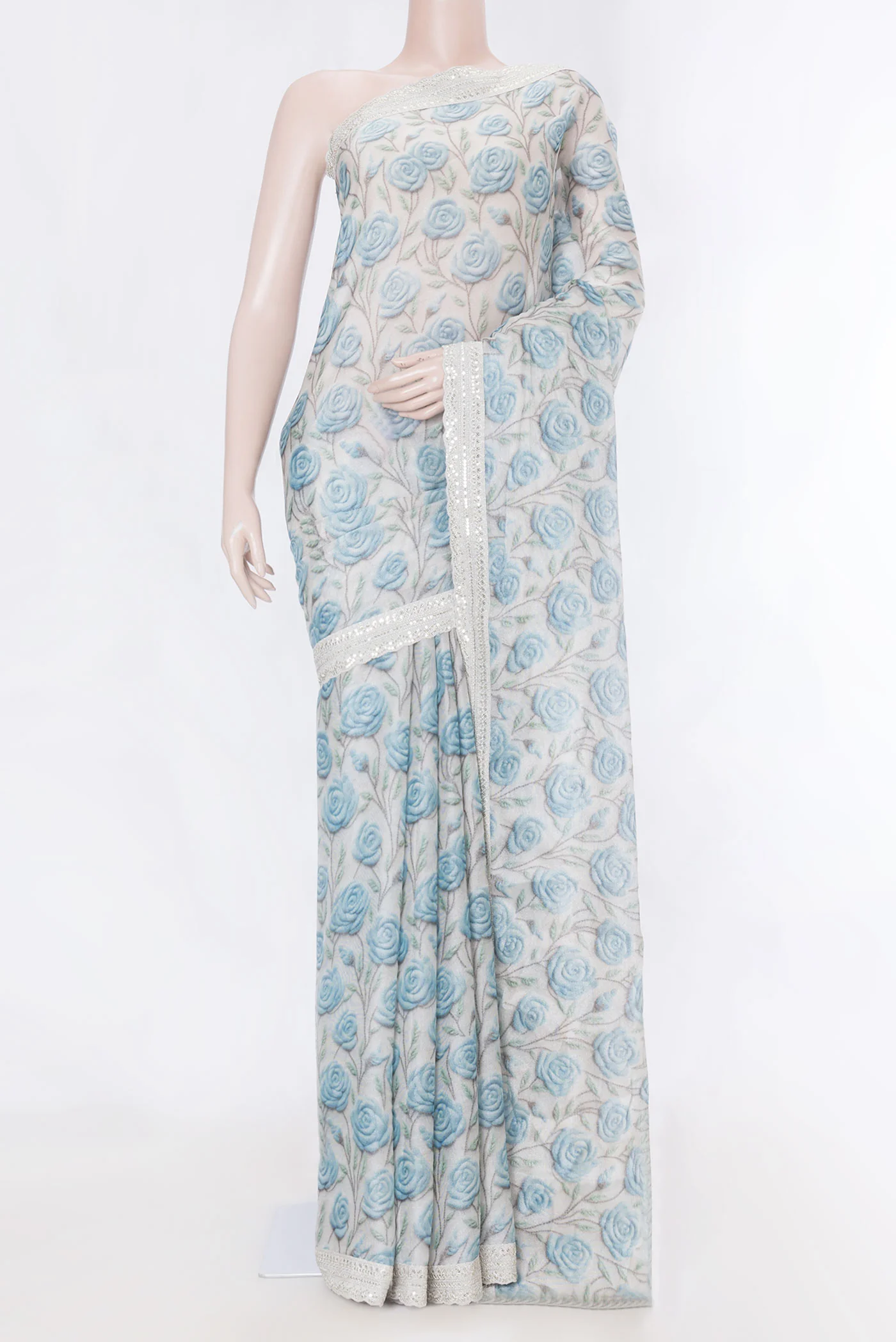 Grey Dual Tone Georgette Saree