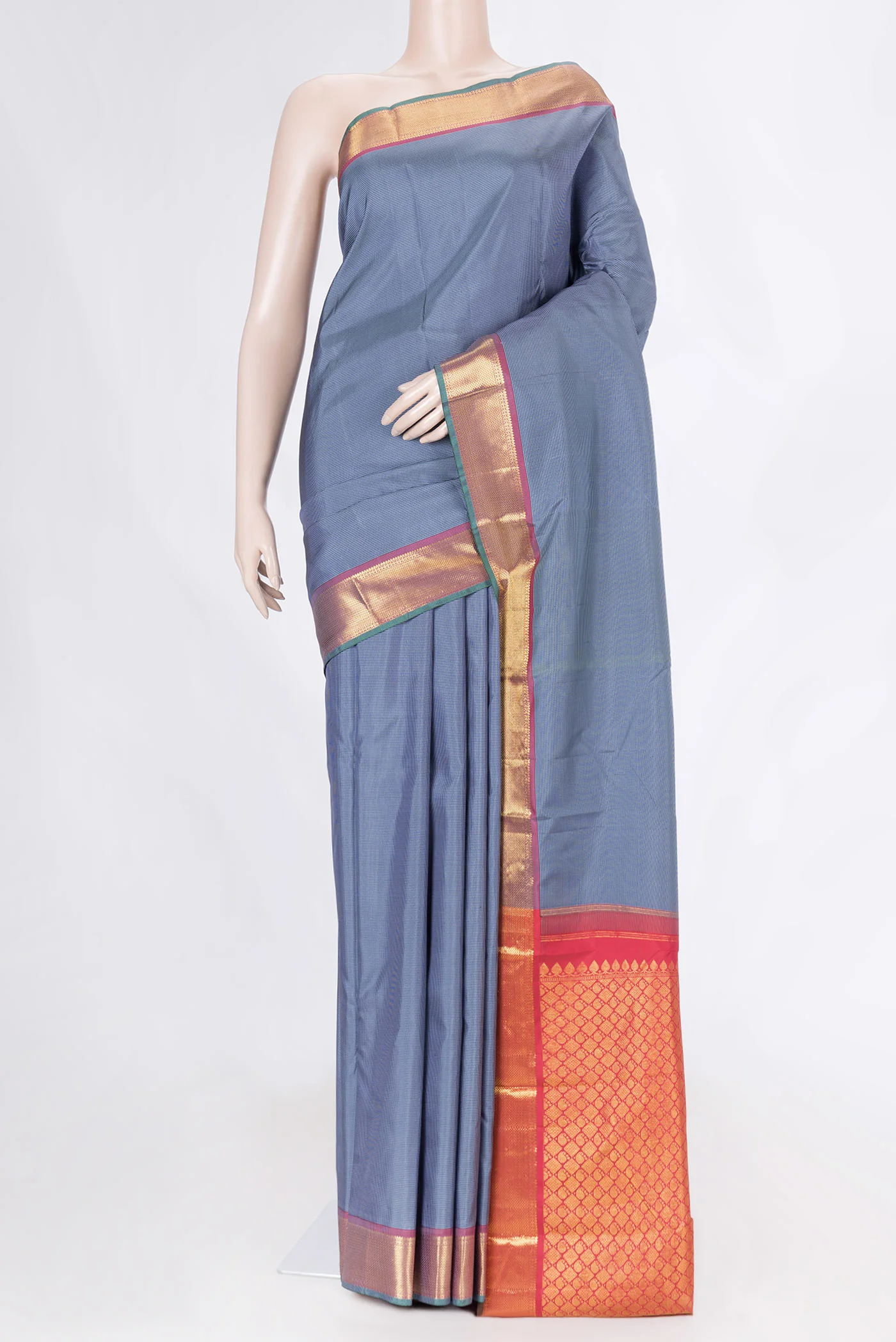 Grey Dual Tone Kanchipuram Saree