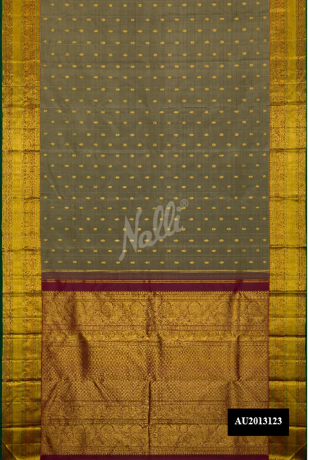 Grey Dual Tone Kanchipuram Silk Saree