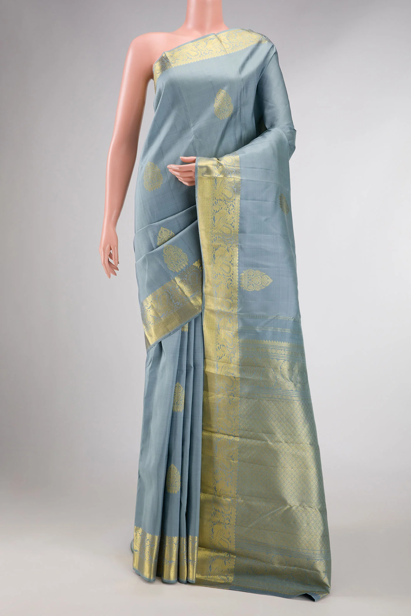 Grey Dual Tone Kanjivaram Silk Saree