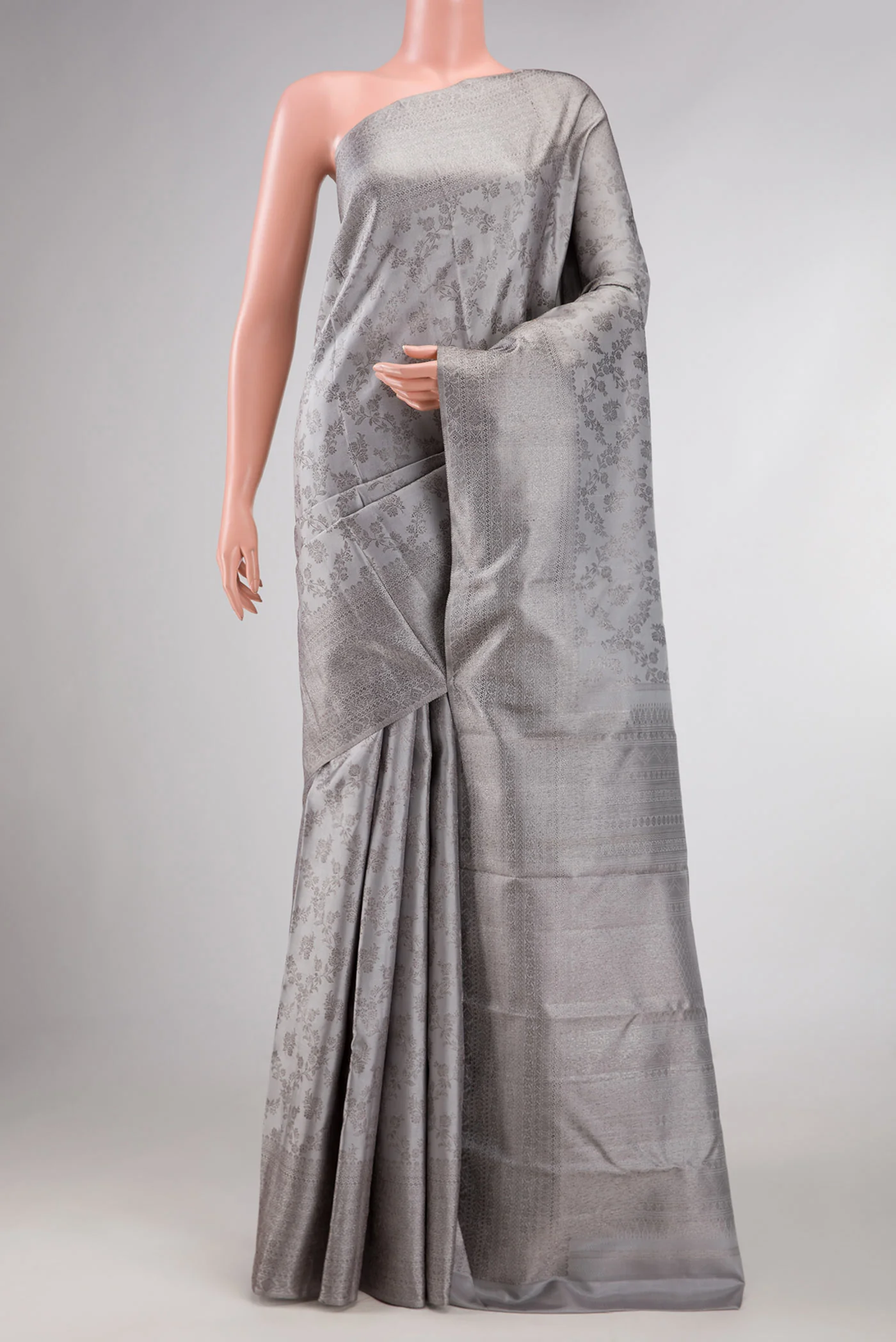 Grey Dual Tone Kanjivaram Silk Saree