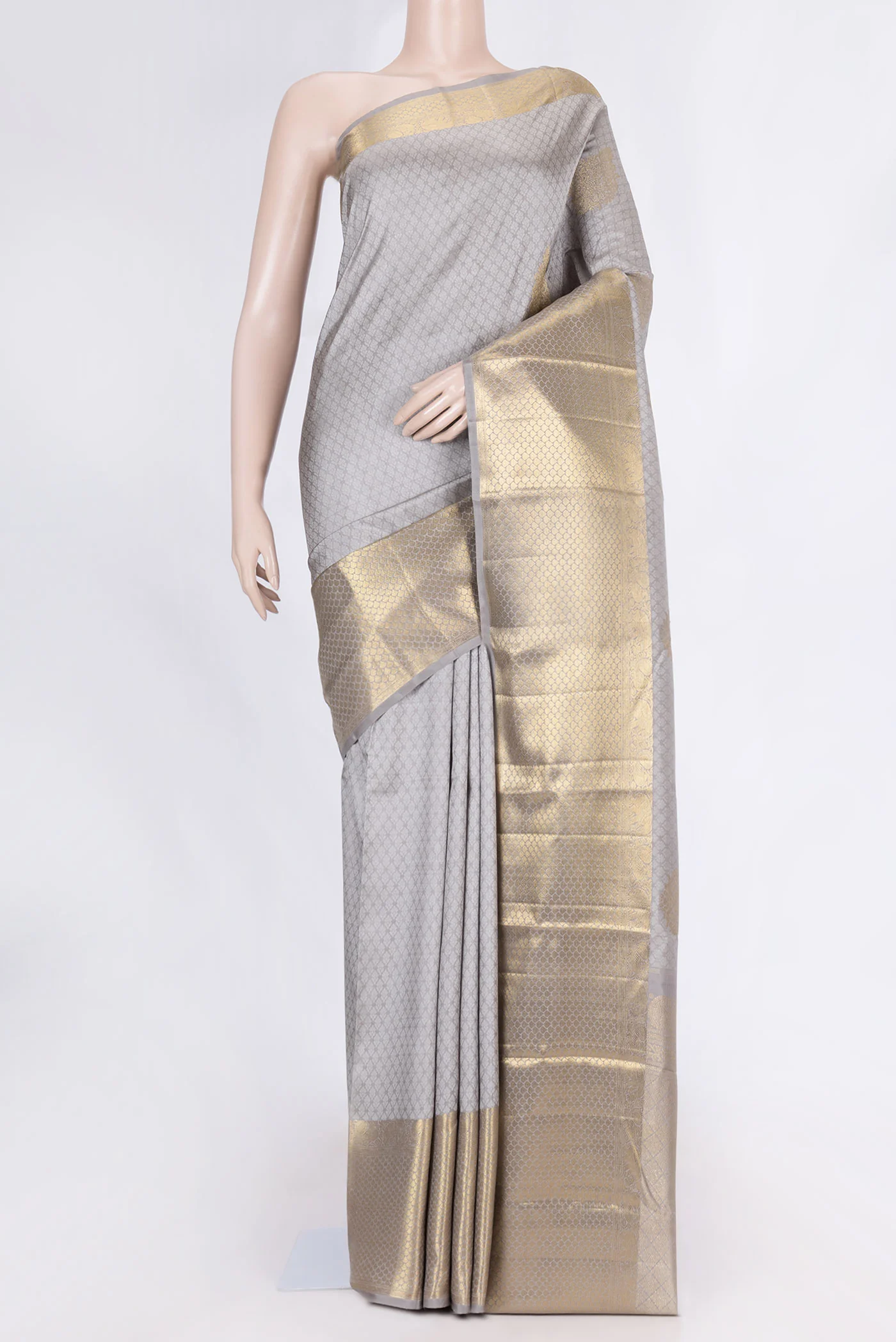 Grey Dual Tone Kanchipuram Silk Saree
