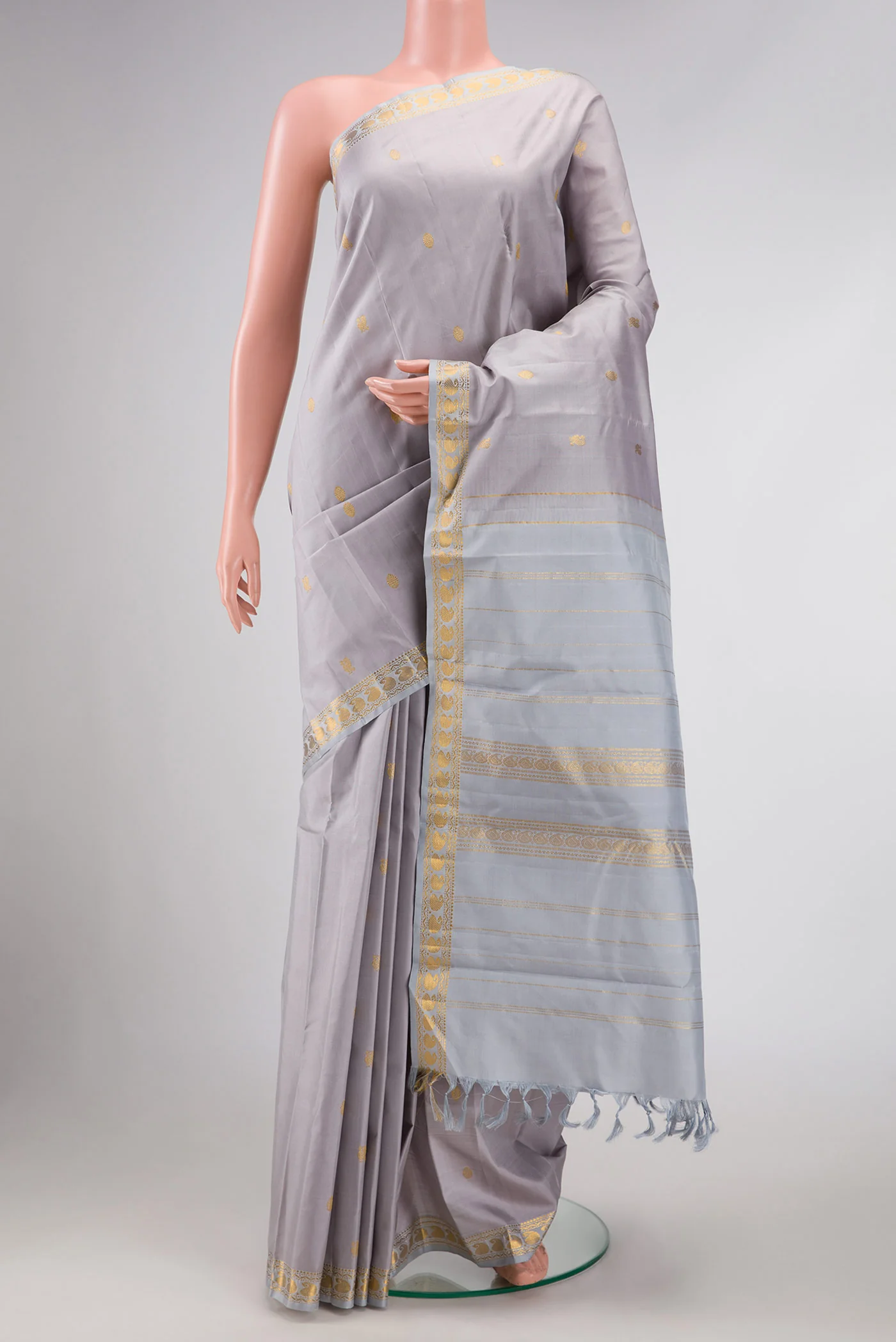 Grey Dual Tone Kanchipuram Silk Saree