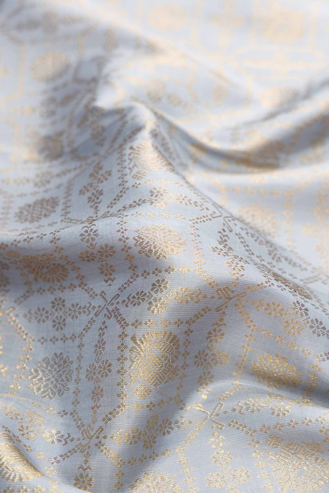 Blue Grey Kanchipuram Silk Saree - Image 2