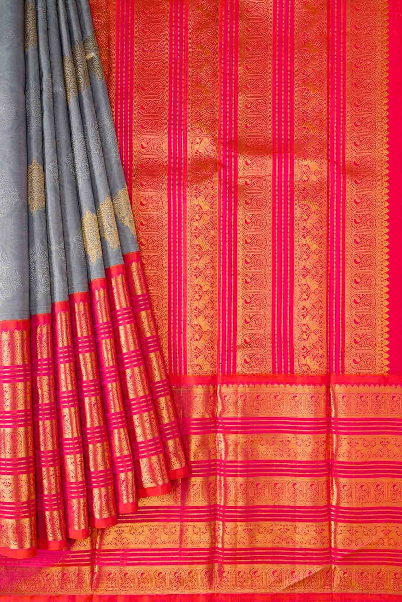 Grey Dual Tone Kanchipuram Silk Saree - Image 2