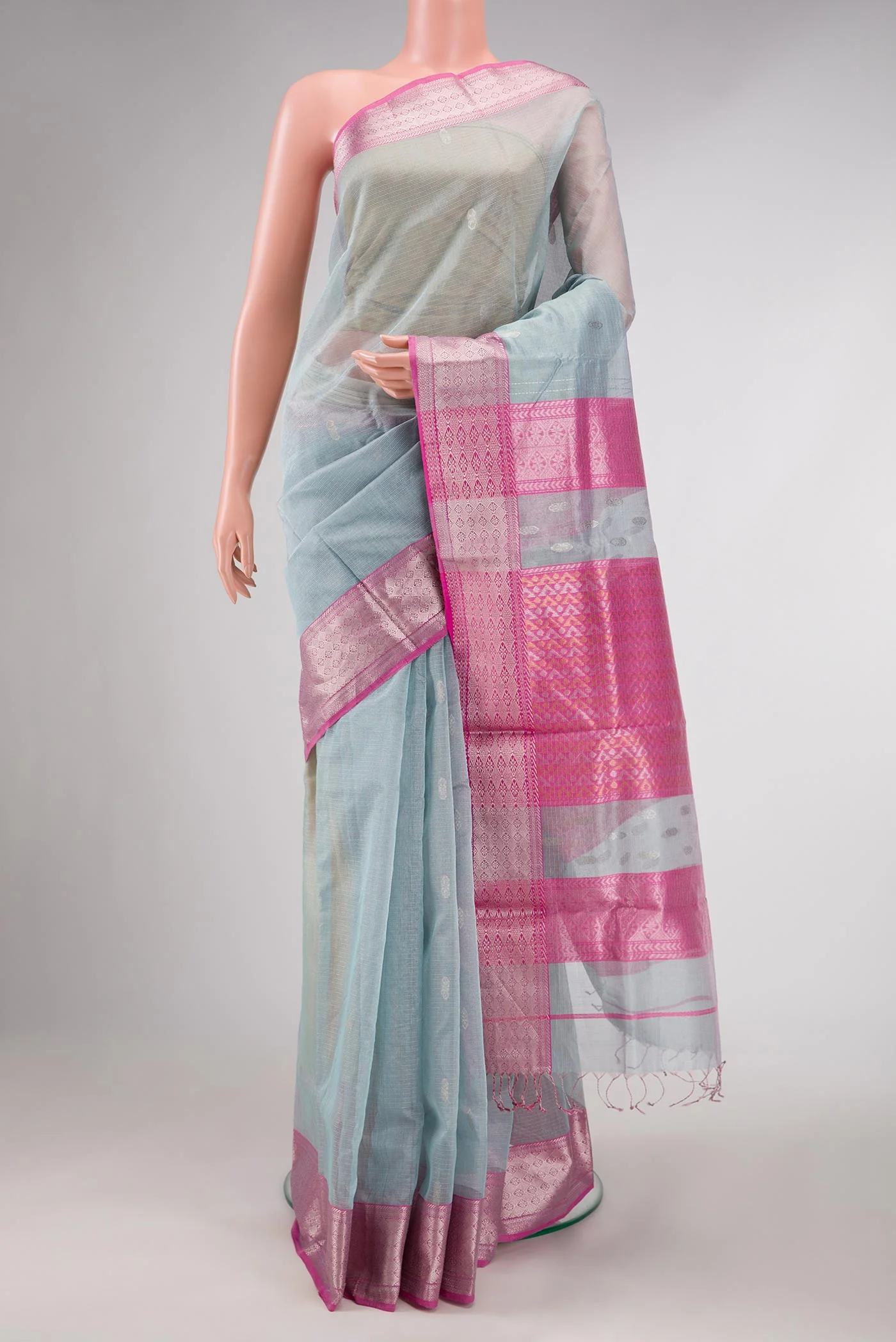 Grey Dual Tone Kota Silk Saree