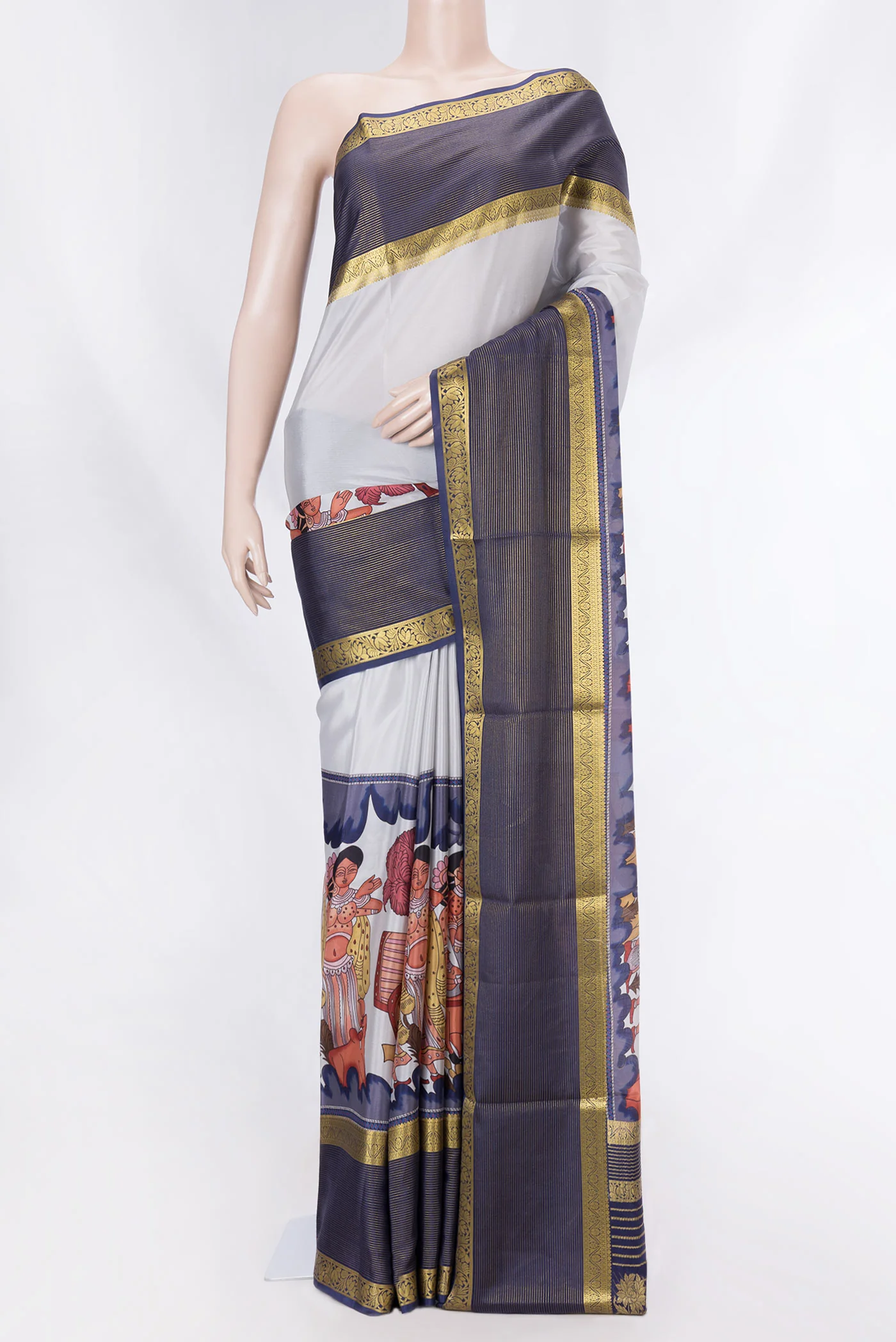 Grey Dual Tone Mysore Crepe Saree