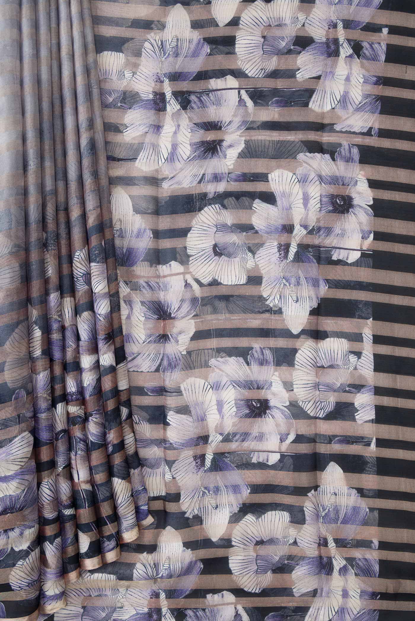 Grey Dual Tone Mysore Georgette Saree - Image 4