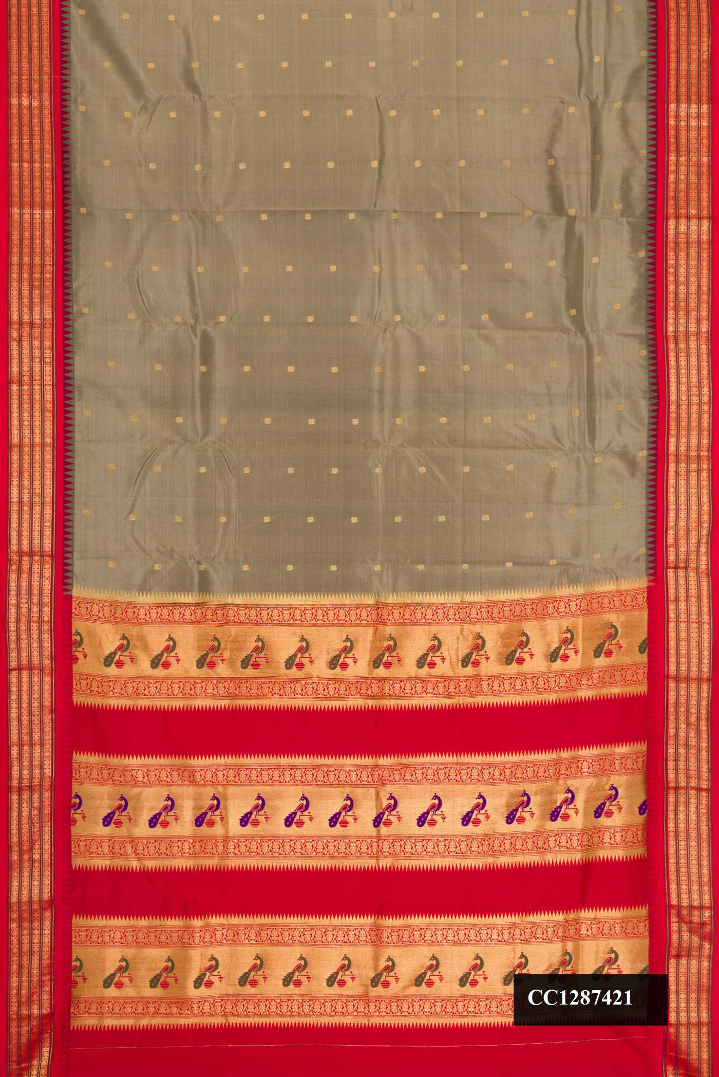 Grey Dual Tone Paithani Silk Saree