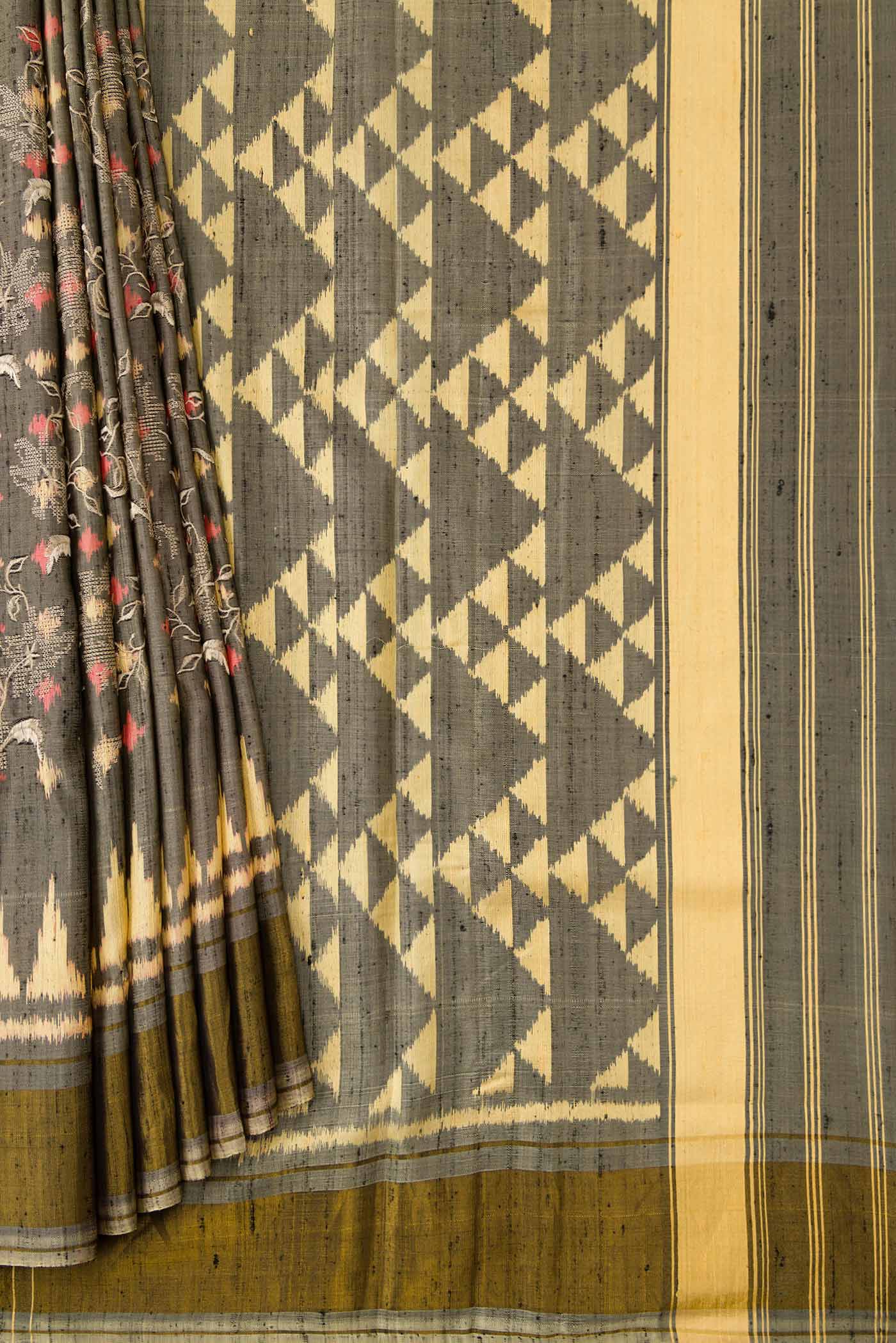 Grey Dual Tone Rajkot Patola Silk Saree - Image 4