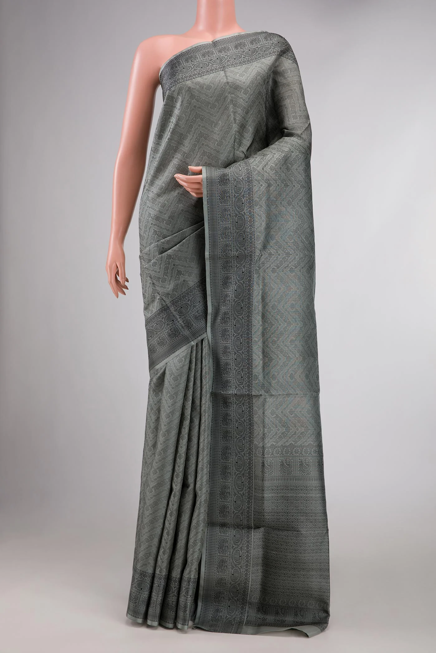 Grey Dual Tone Soft Silk Saree