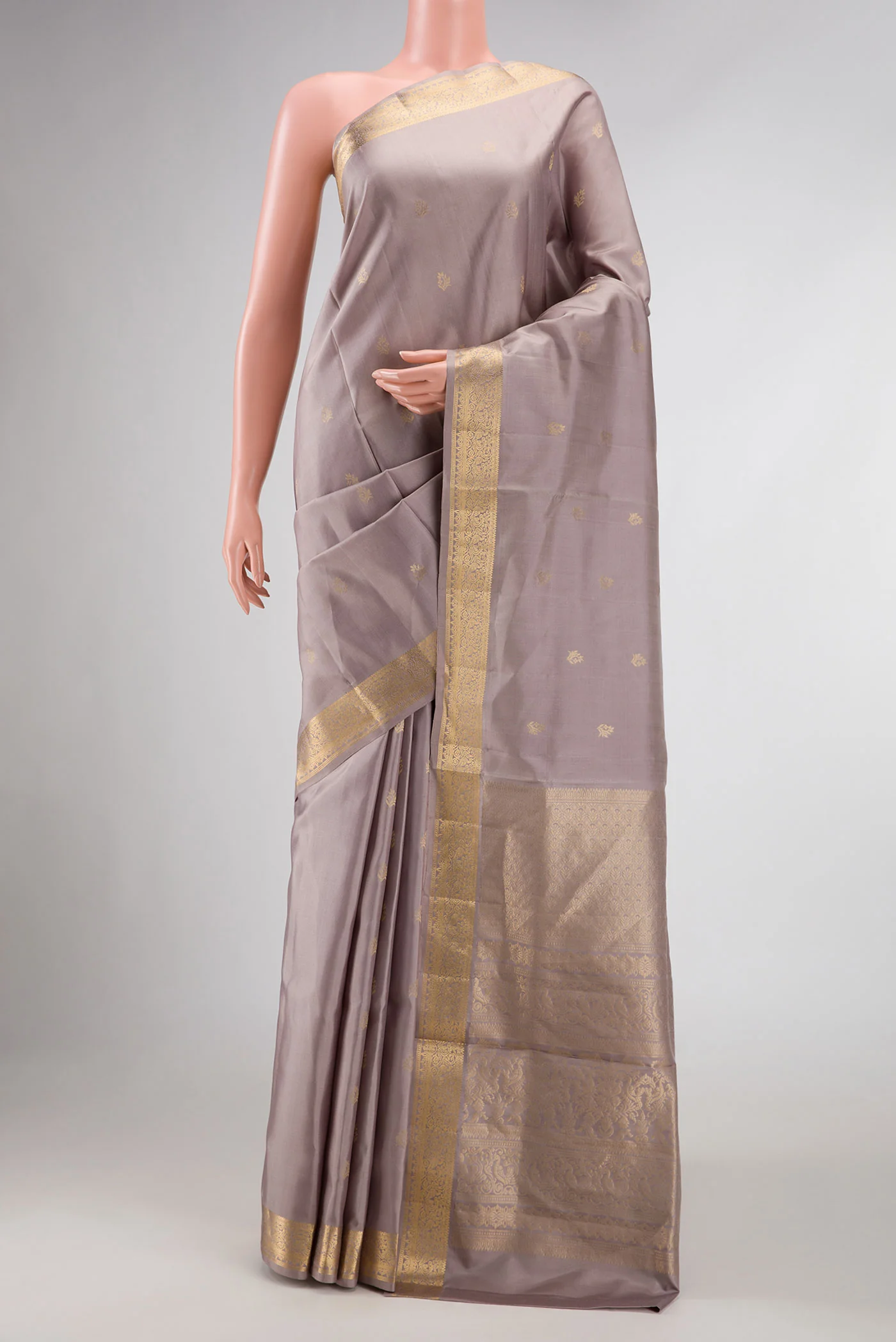 Grey Dual Tone Soft Silk Saree
