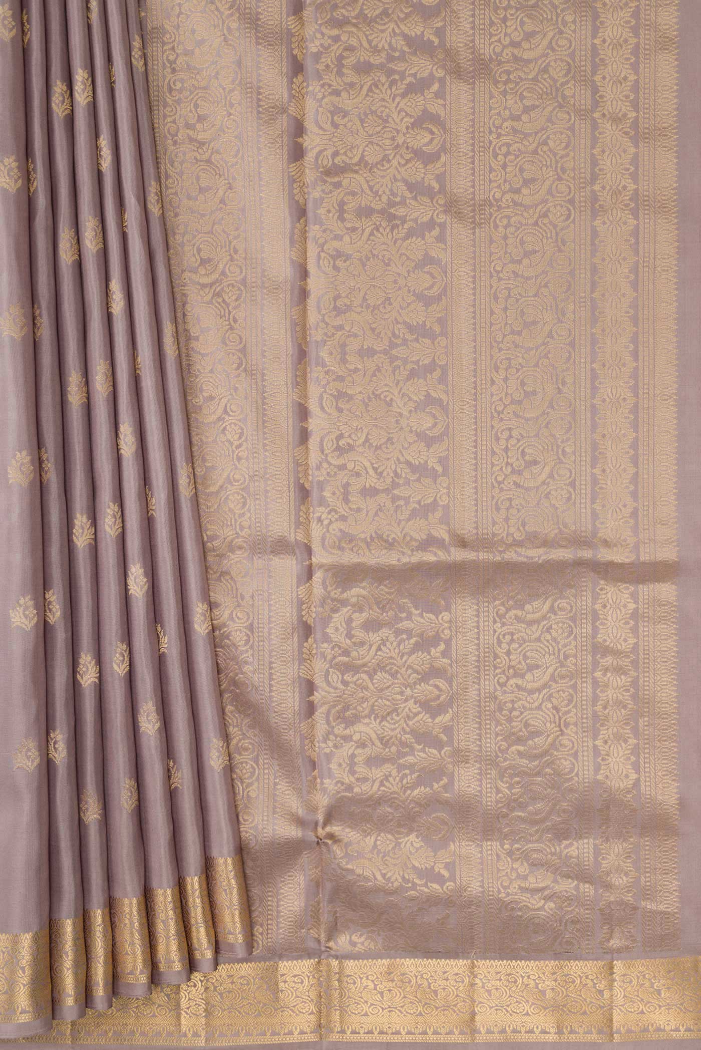 Grey Dual Tone Soft Silk Saree - Image 4