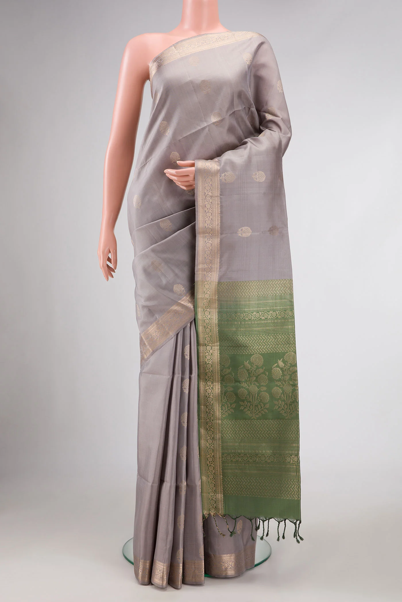 Grey Dual Tone Soft Silk Saree