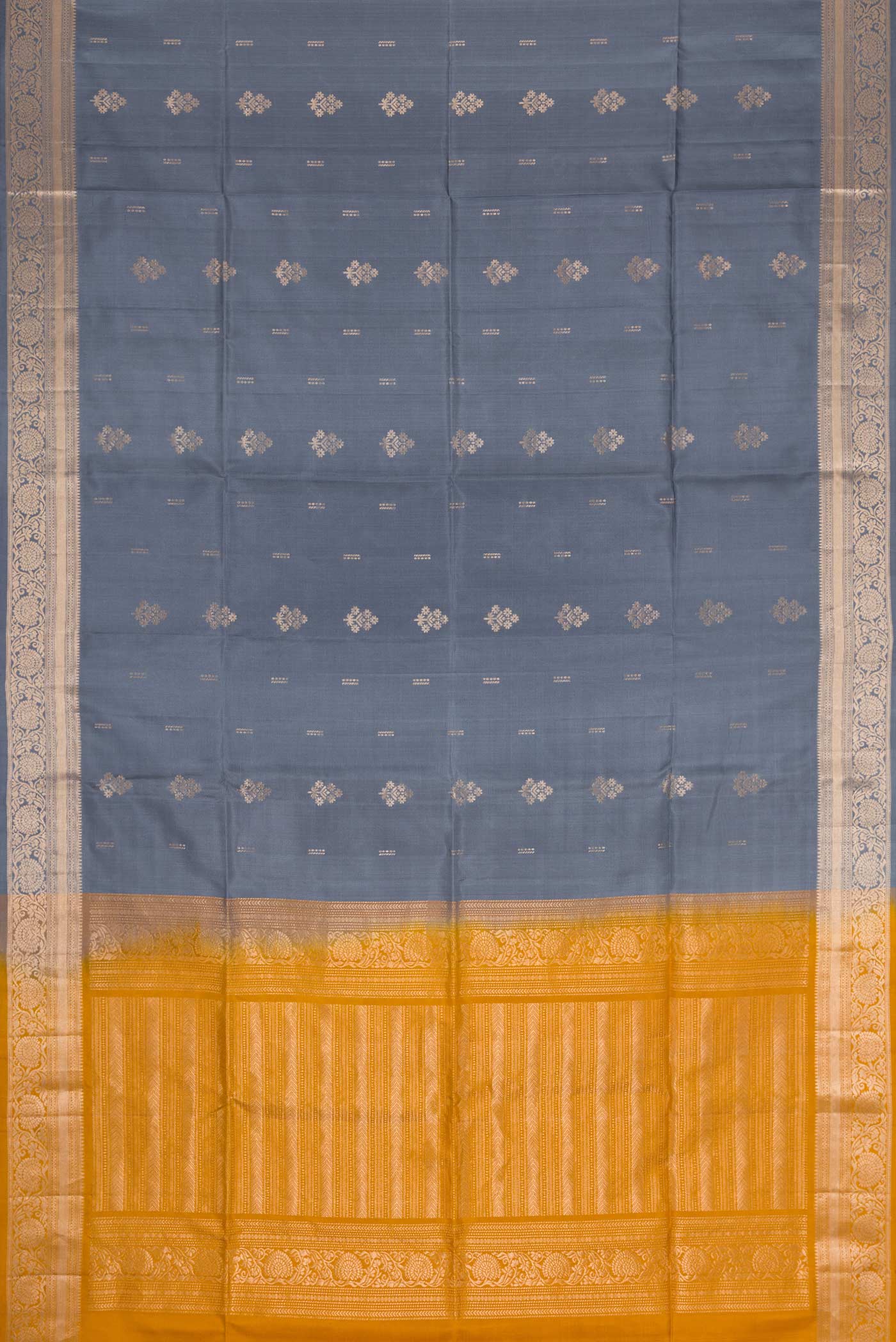Grey Dual Tone Soft Silk Saree - Image 6