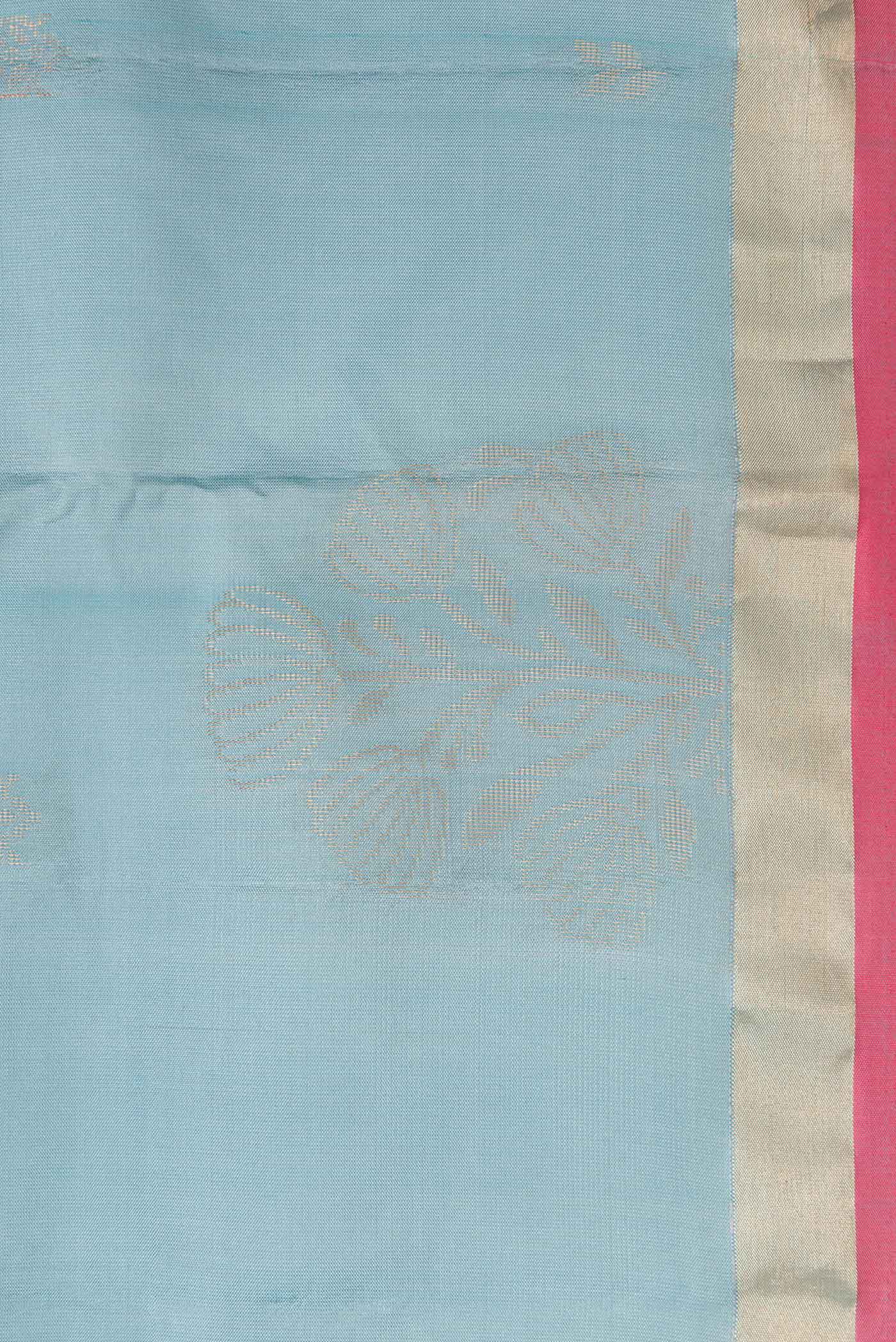 Sky Blue Soft Silk Saree - Image 3