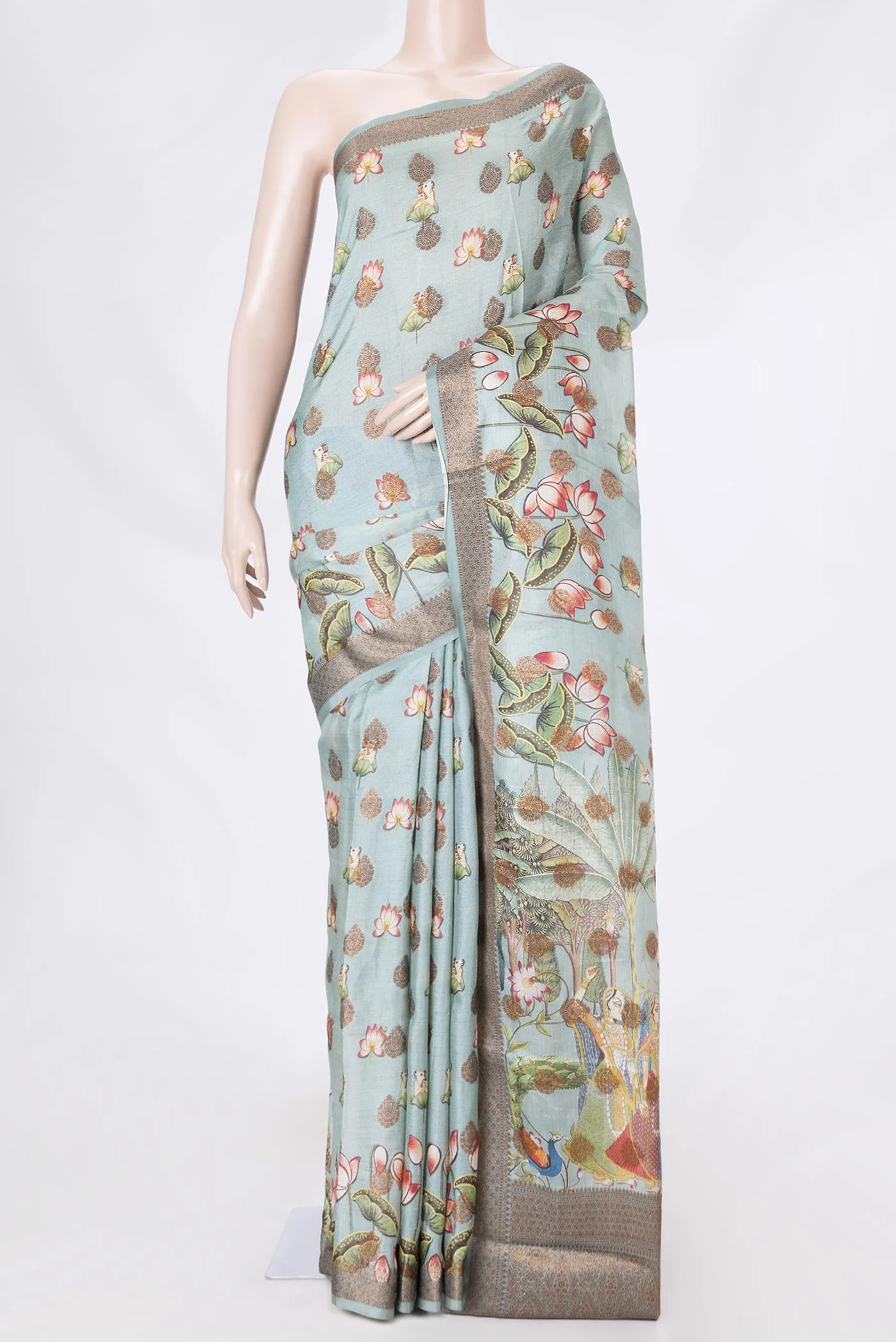 Grey Dual Tone Tussar Saree
