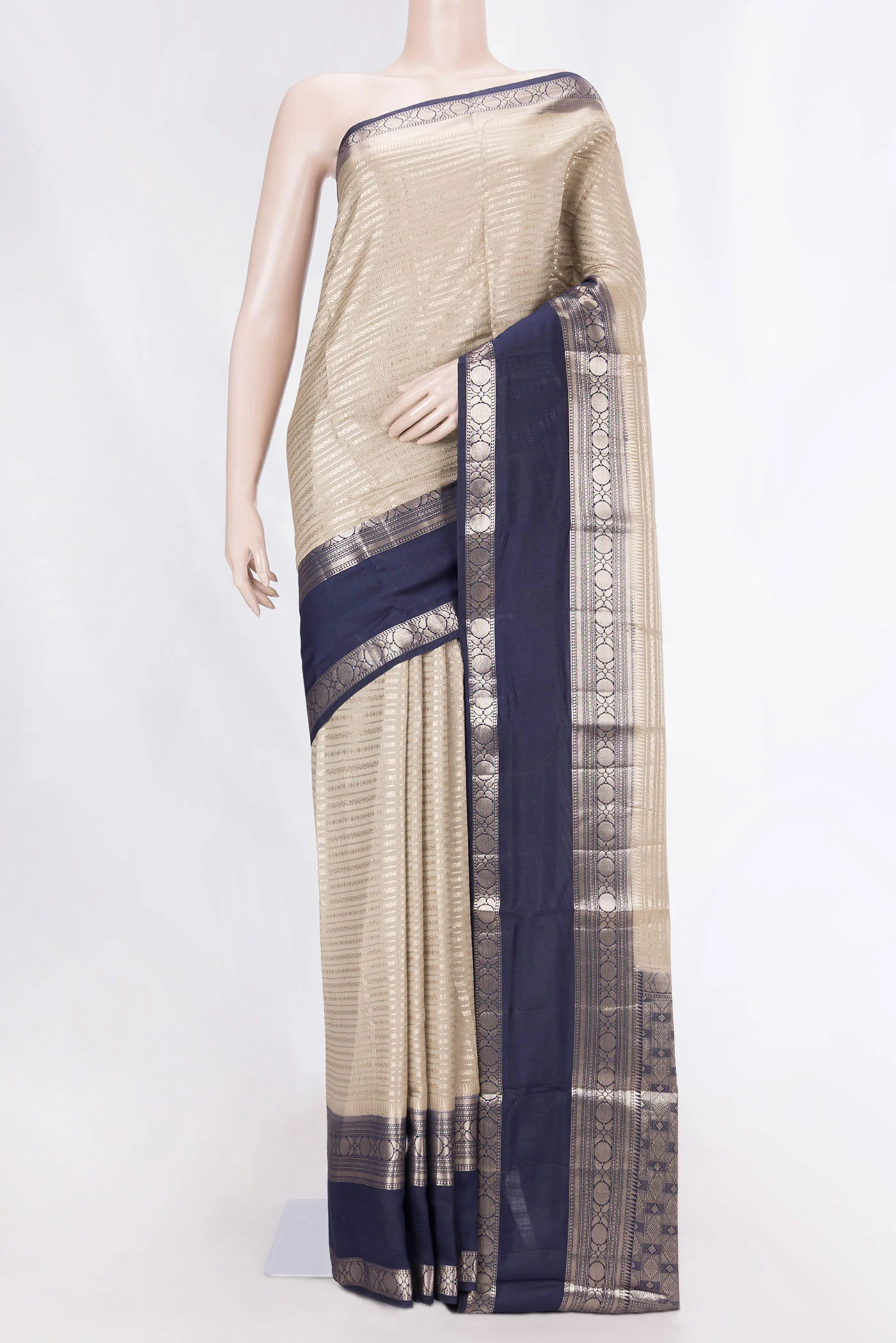 Grey Banarasi Raw Silk Saree