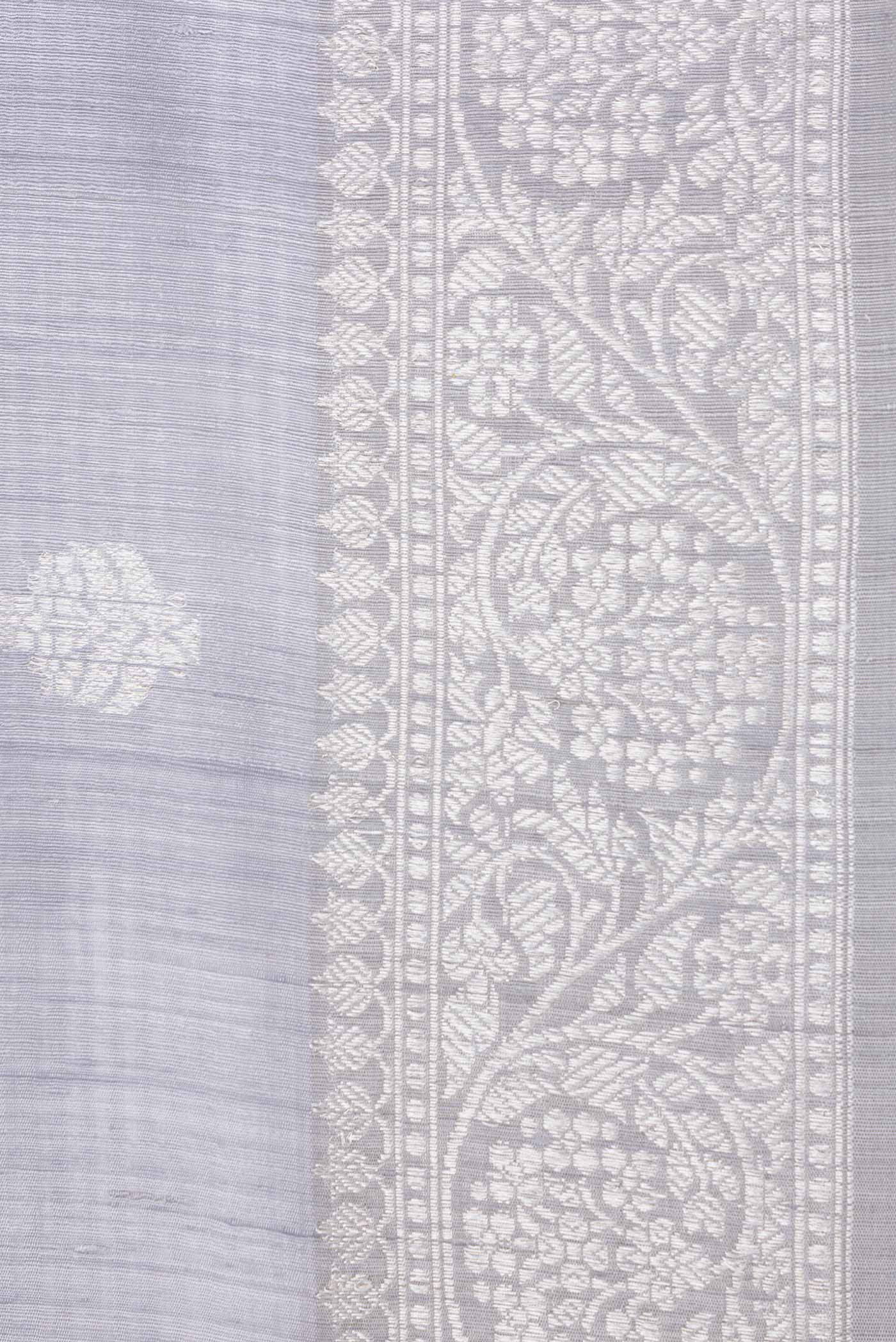 Lilac Banarasi Tussar Silk Saree - Image 3