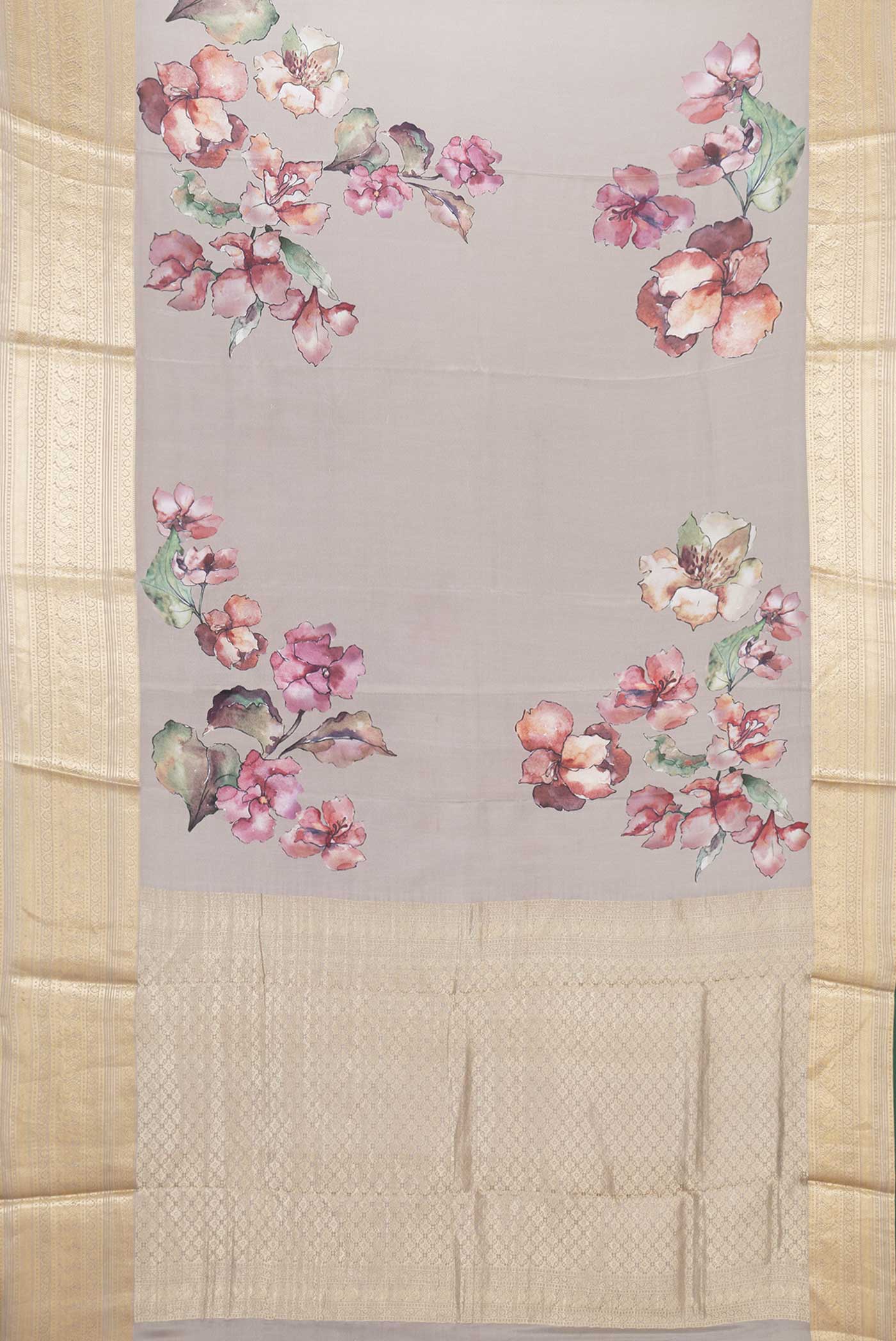 Grey Dual Tone Tussar Silk Saree - Image 6