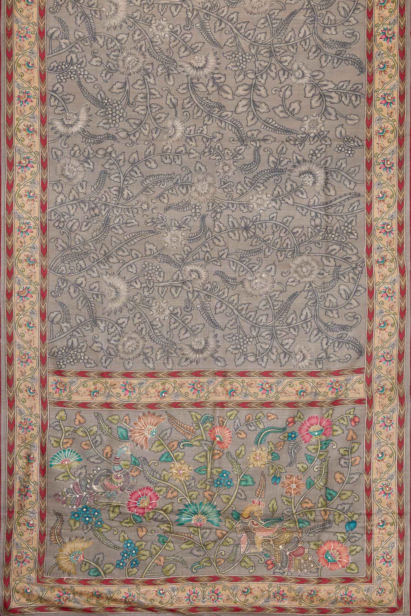 Grey Dual Tone Tussar Silk Saree - Image 6