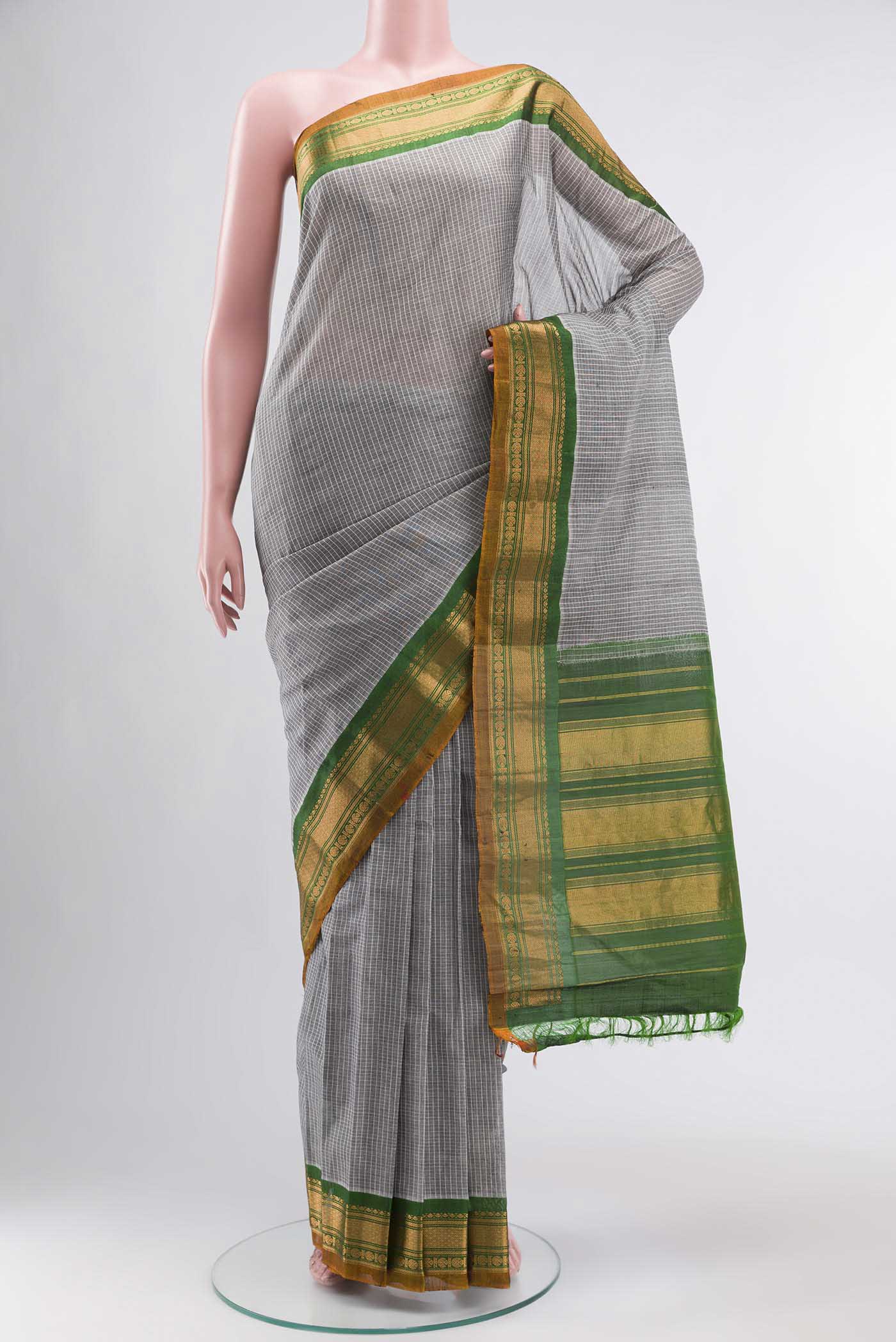 Grey Gadwal cotton Saree