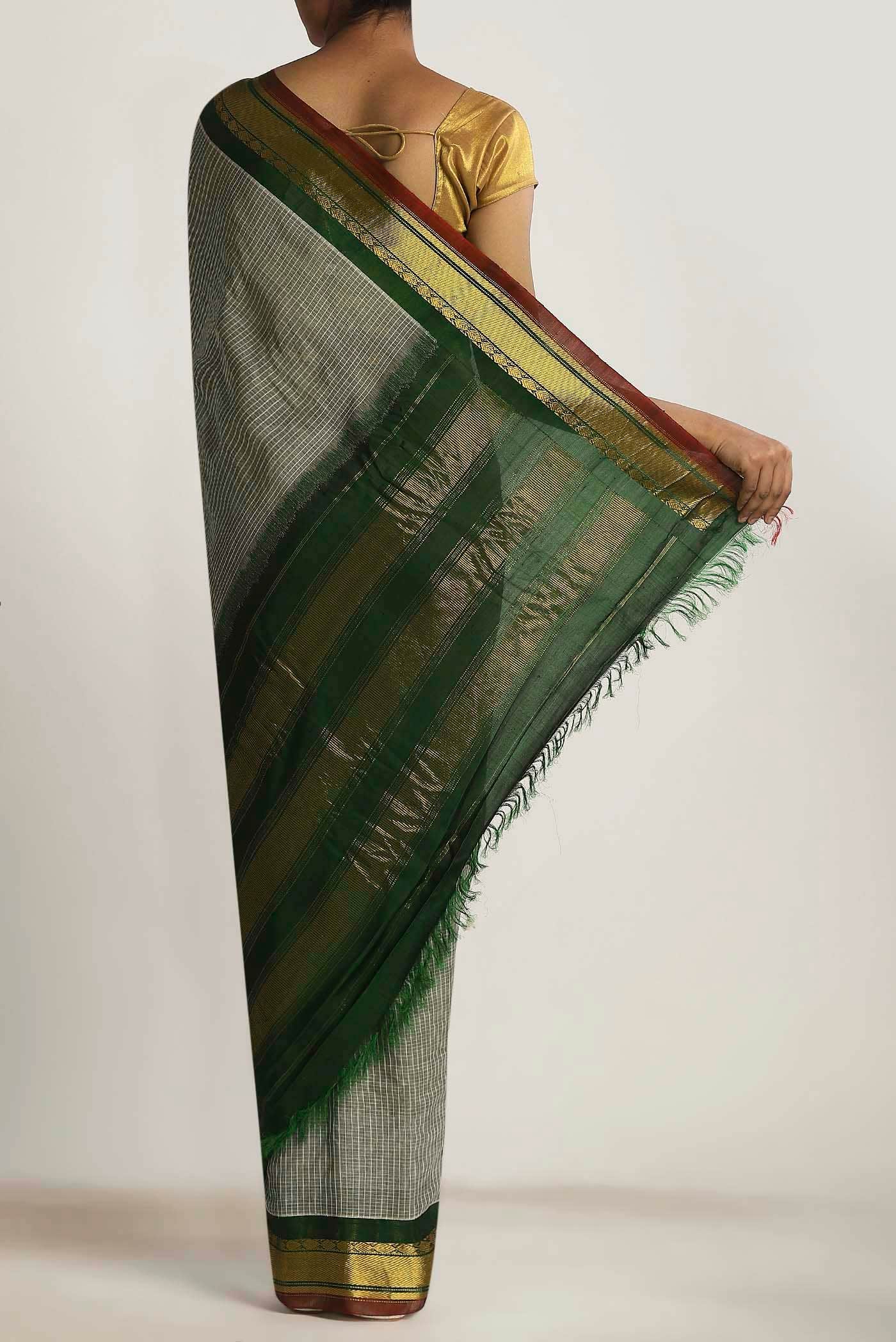 Grey Gadwal cotton Saree - Image 2