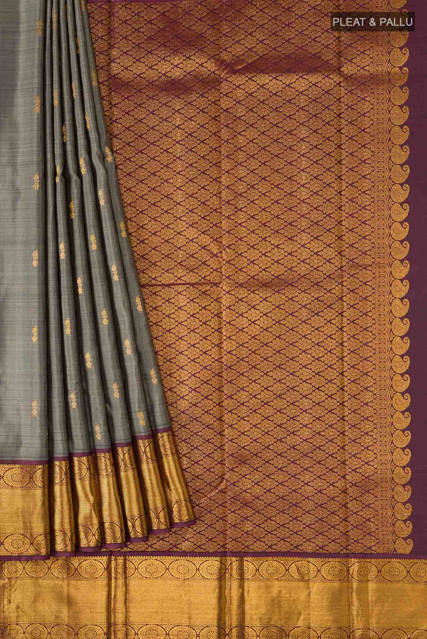 Grey Kanjivaram Silk Saree - Image 4