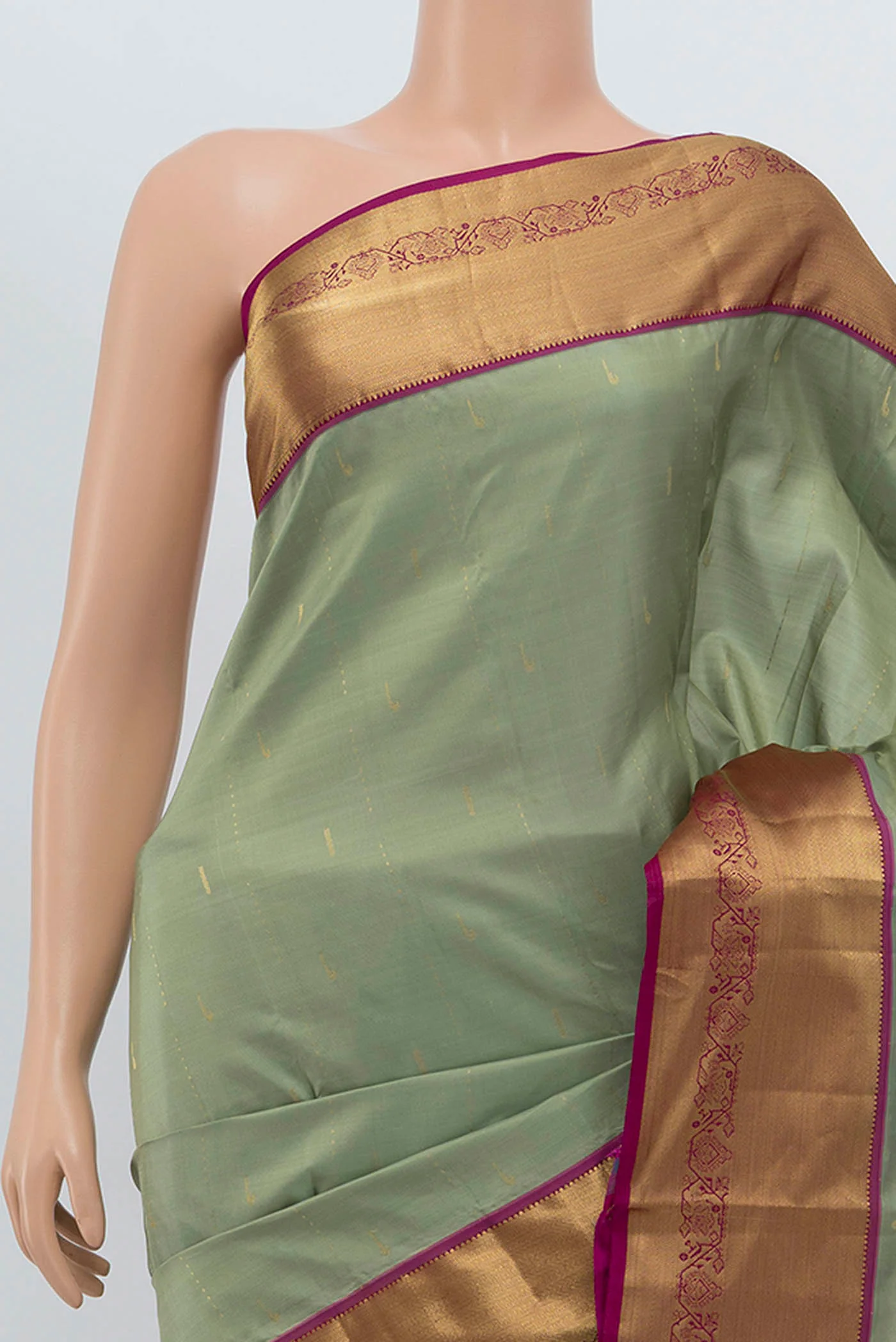Grey Kanchipuram Silk Saree - Image 2