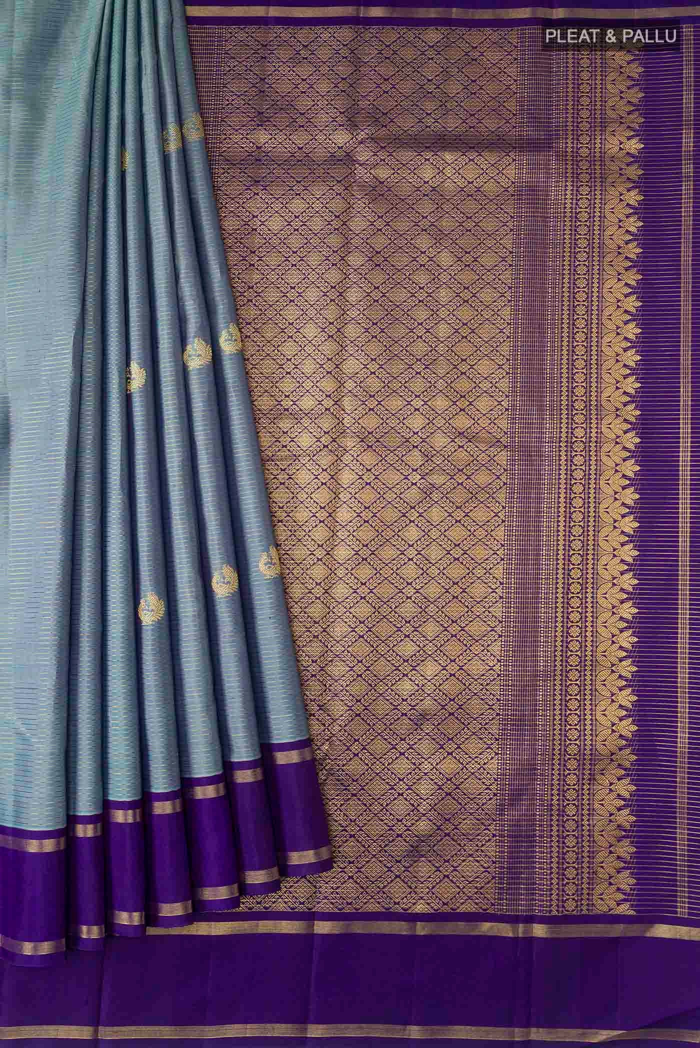 Blue Kanjivaram Silk Saree - Image 4