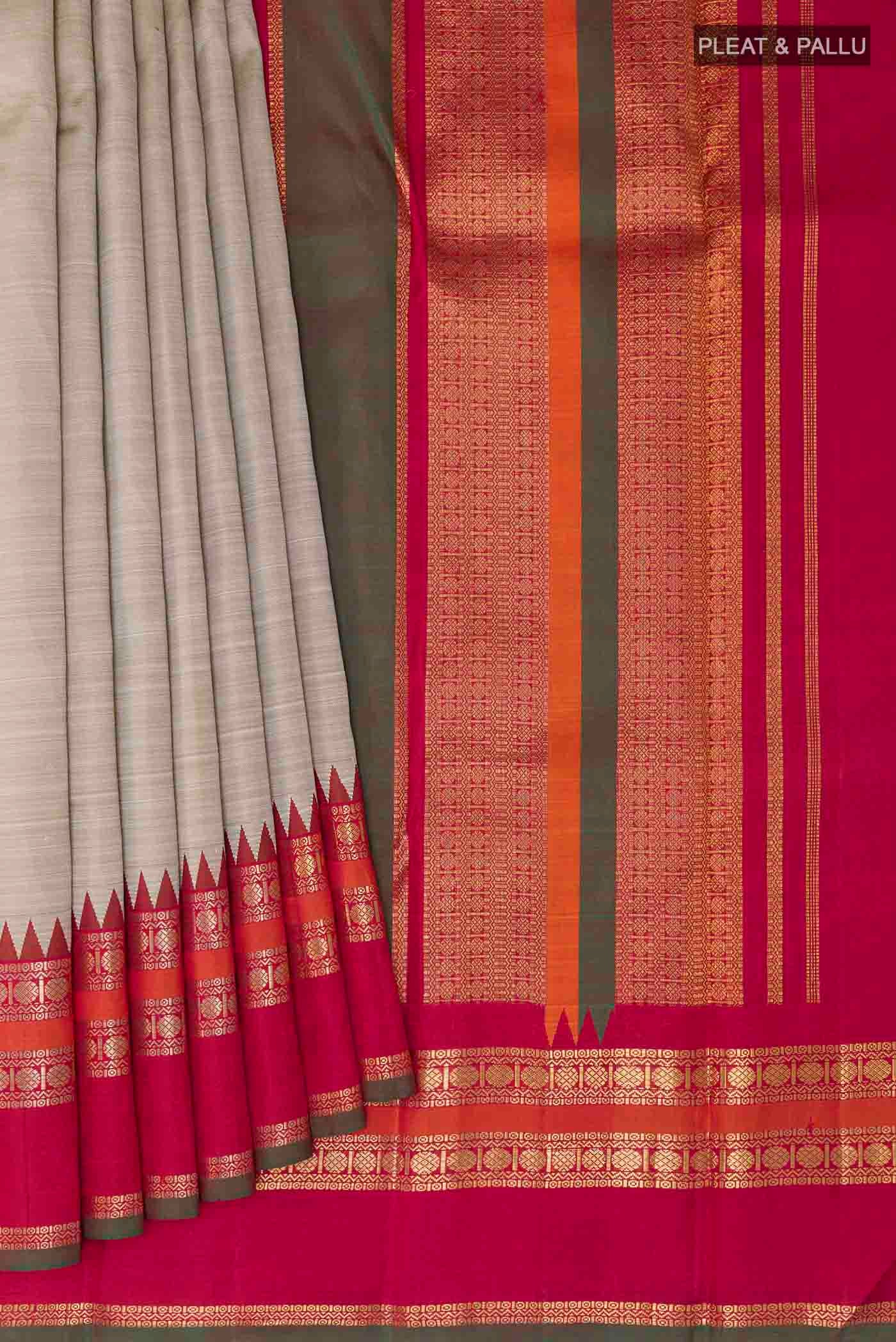 Pure Silk Pure Zari Brown Kanchipuram Saree - Image 4