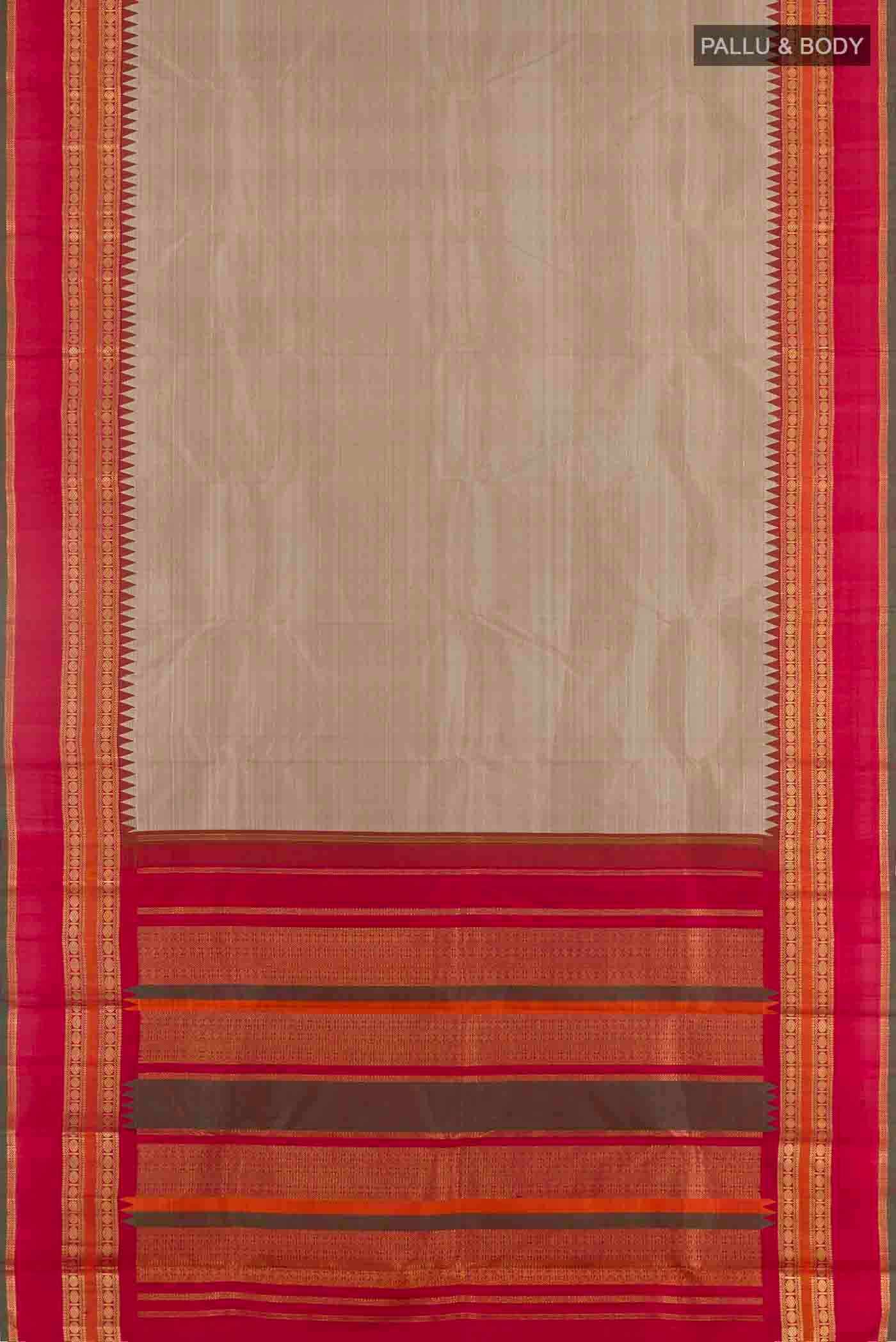 Pure Silk Pure Zari Brown Kanchipuram Saree - Image 6
