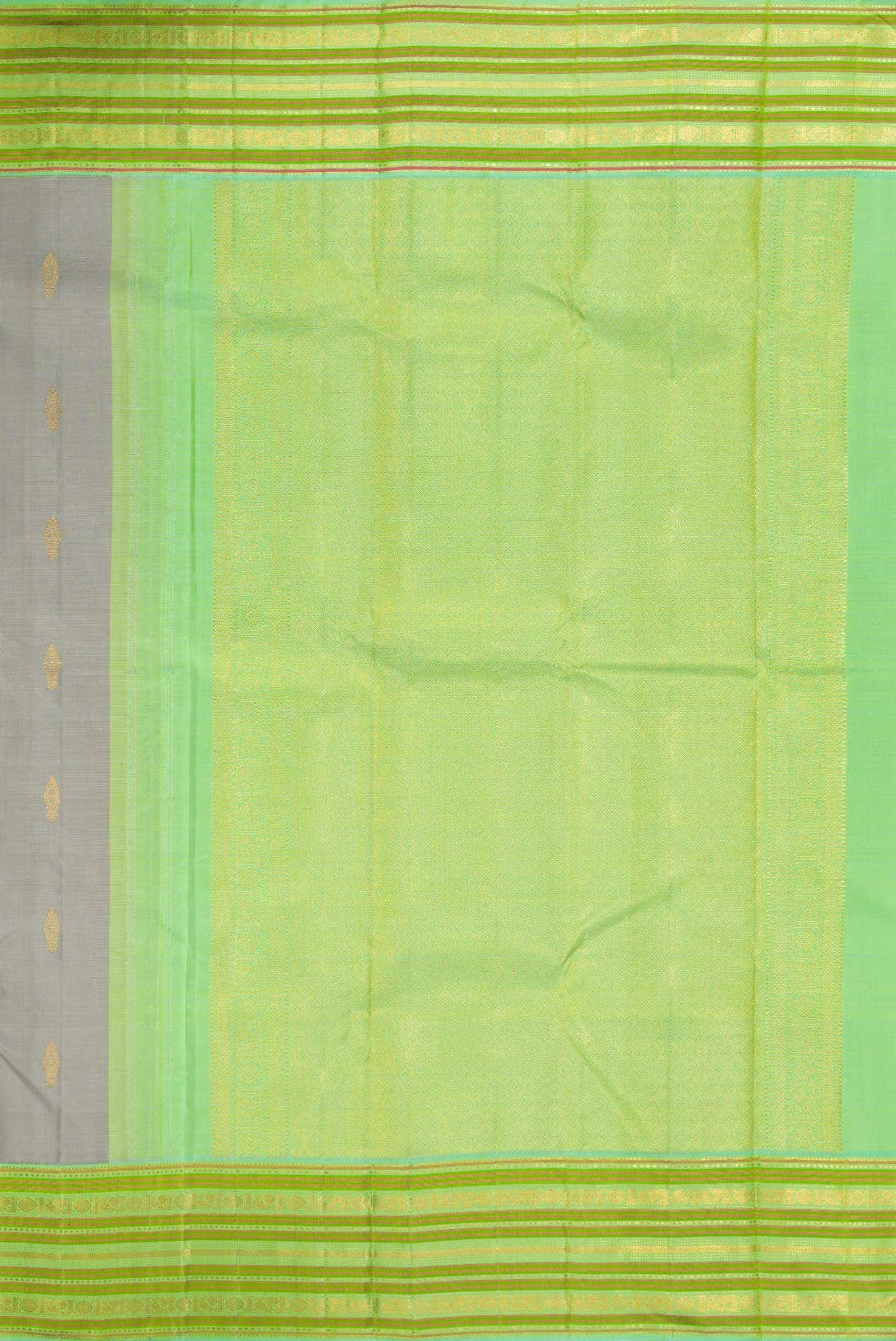 Pure Silk Pure Zari Grey Kanchipuram Saree - Image 5