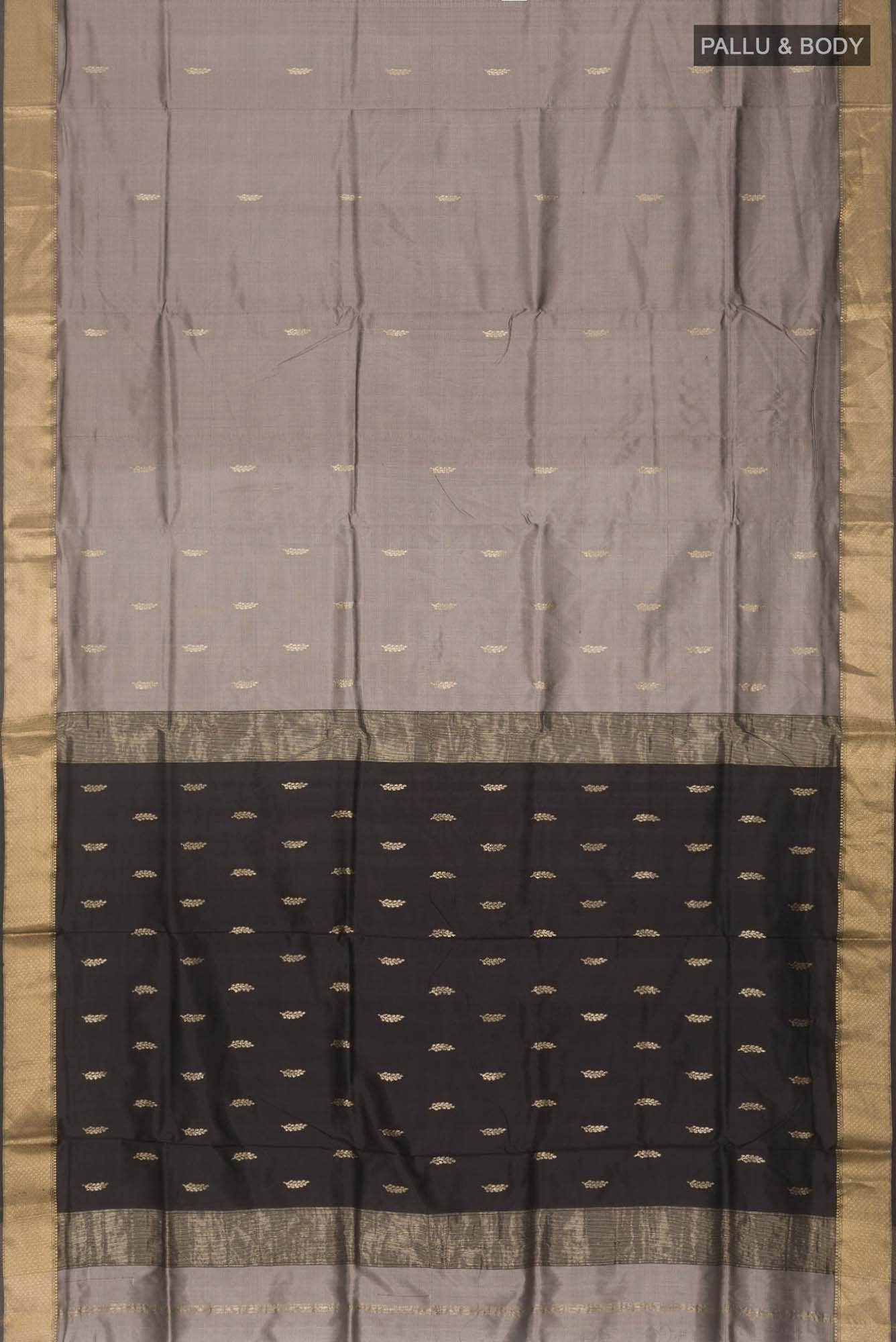 Grey Maheshwari Silk Saree - Image 3
