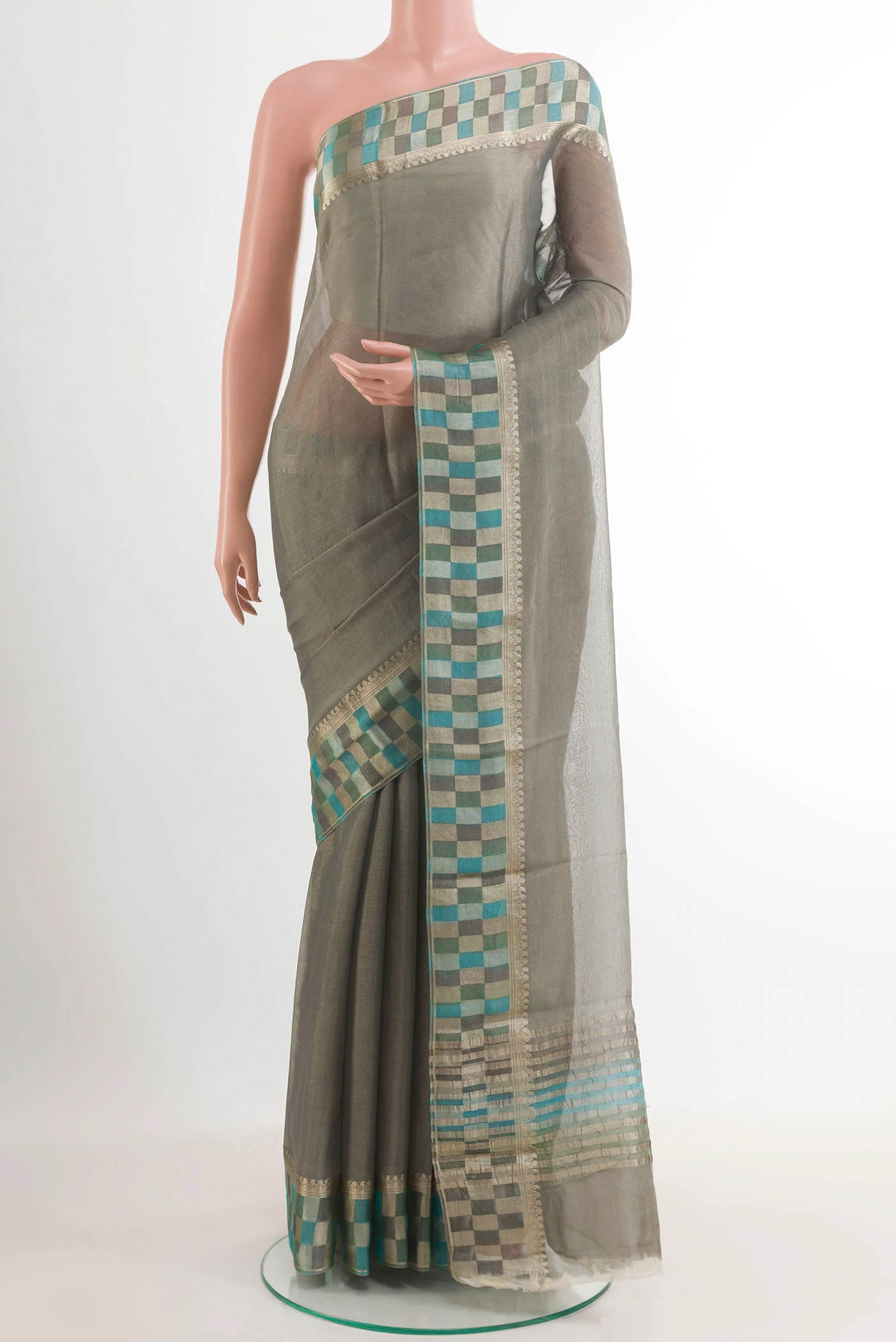 Grey Mysore Georgette Saree