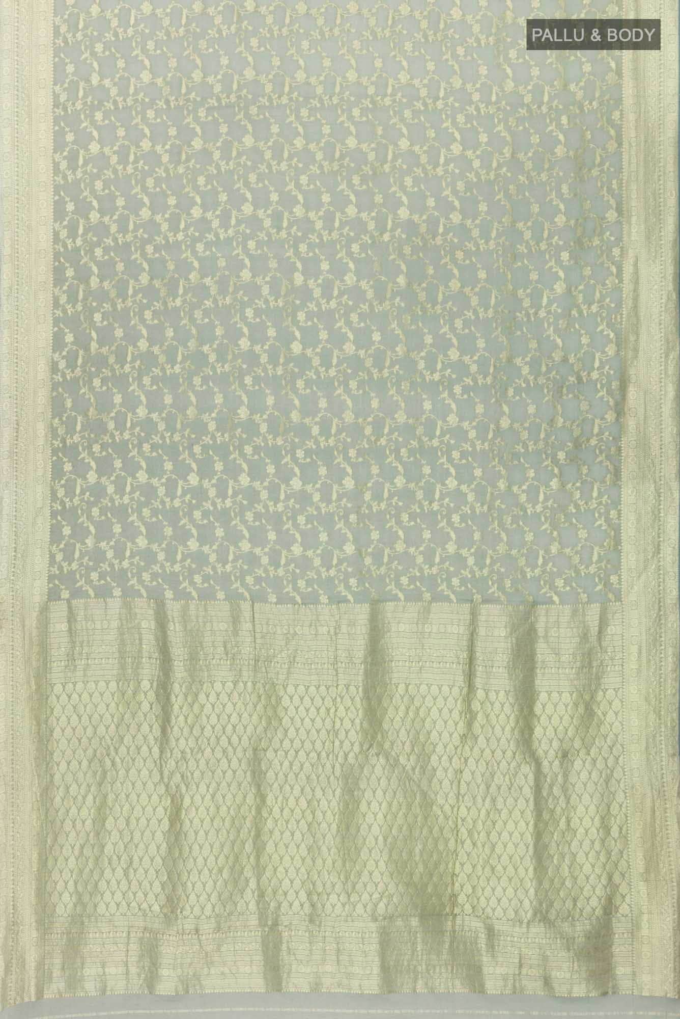 Grey Mysore Georgette Saree - Image 4
