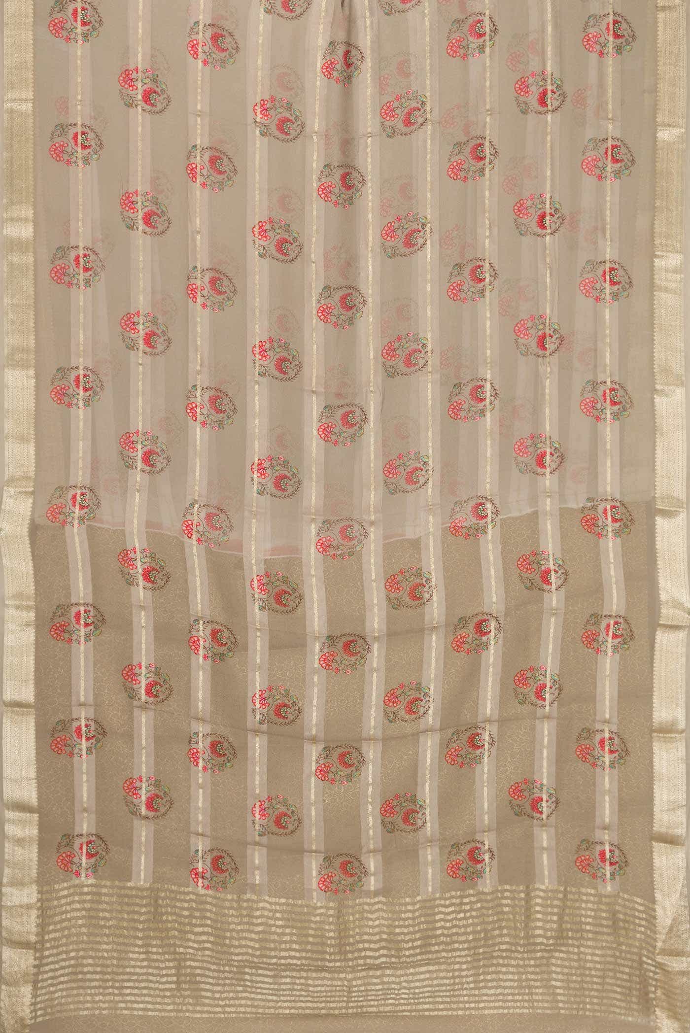 Grey Mysore Georgette Saree - Image 4