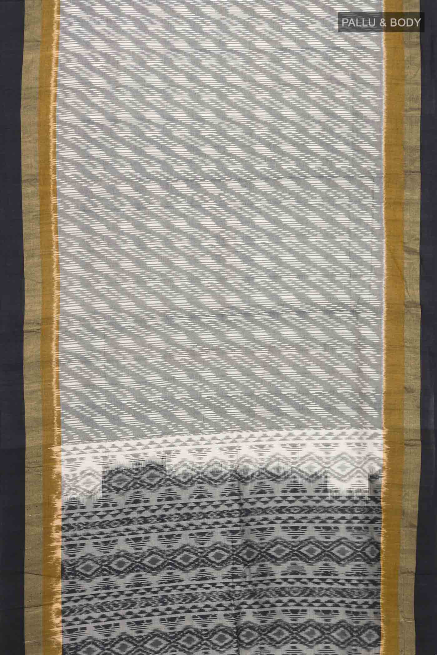 Grey Pochampally Cotton Saree - Image 3