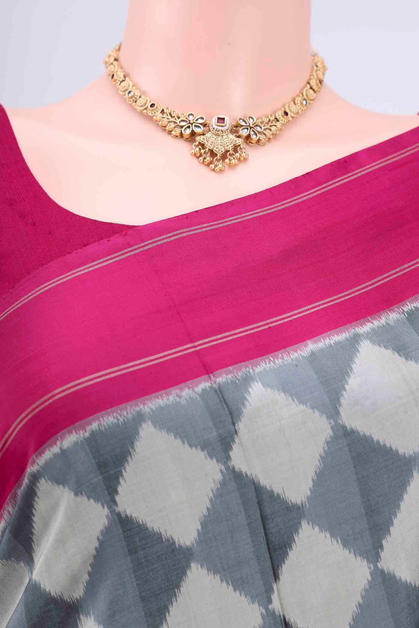 Grey Pochampally Saree - Image 2
