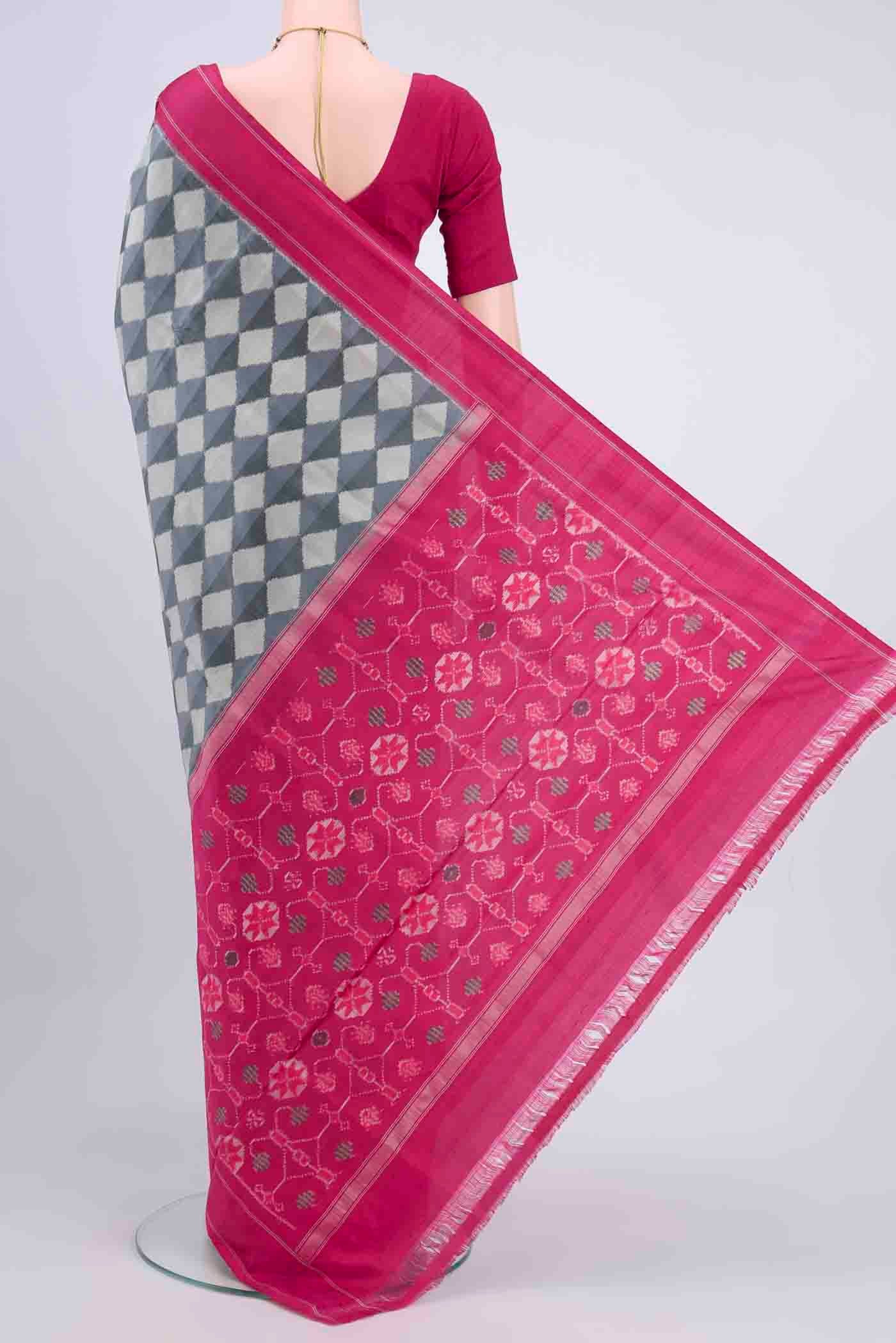 Grey Pochampally Saree - Image 3