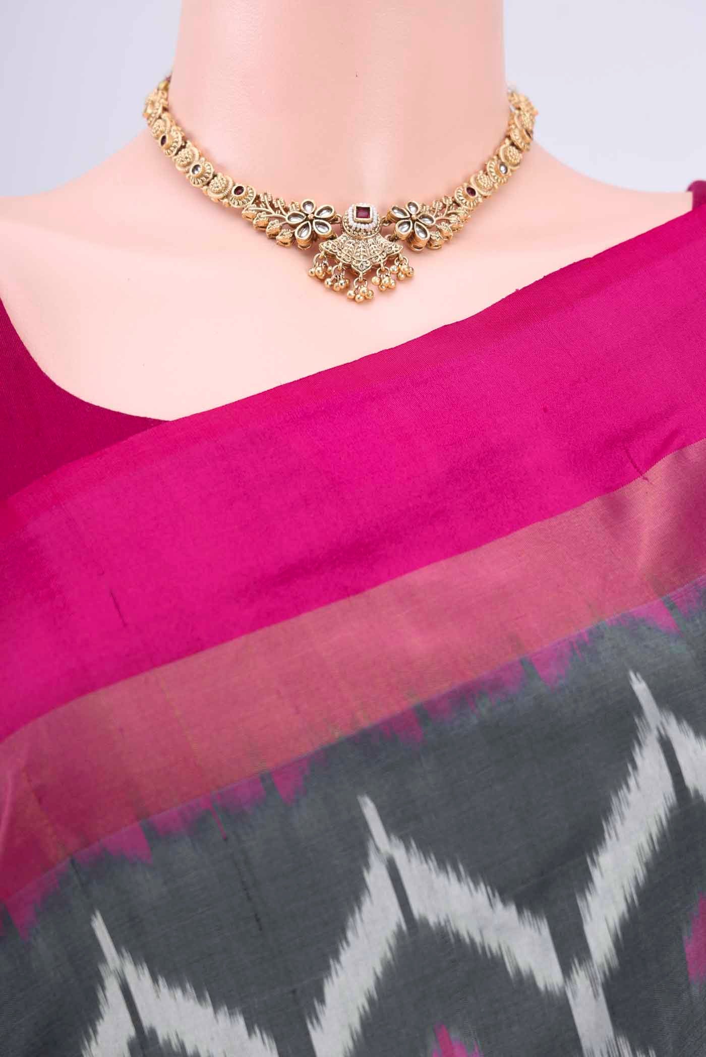 Grey Pochampally Saree - Image 2