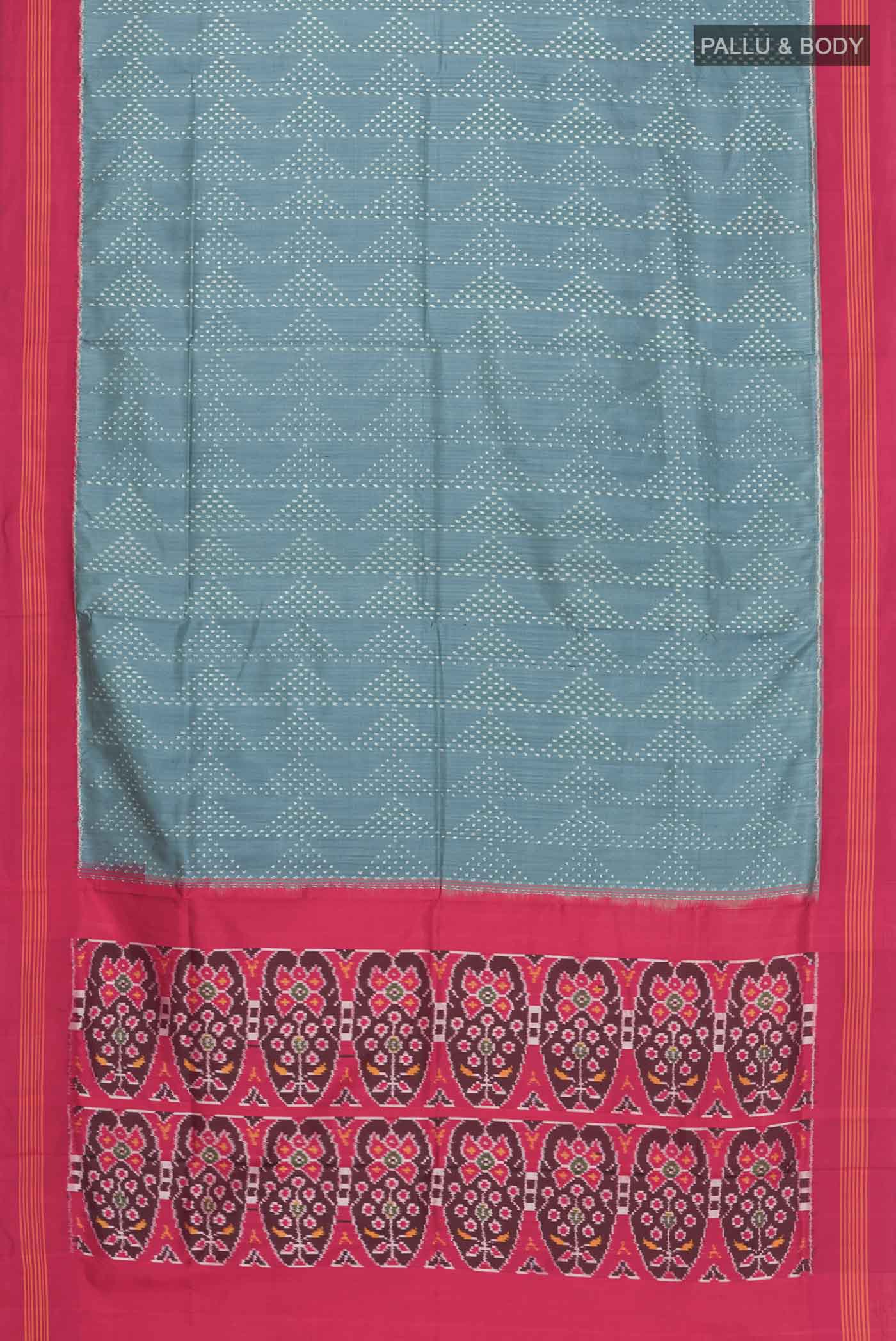 Grey Pochampally Silk Saree - Image 6